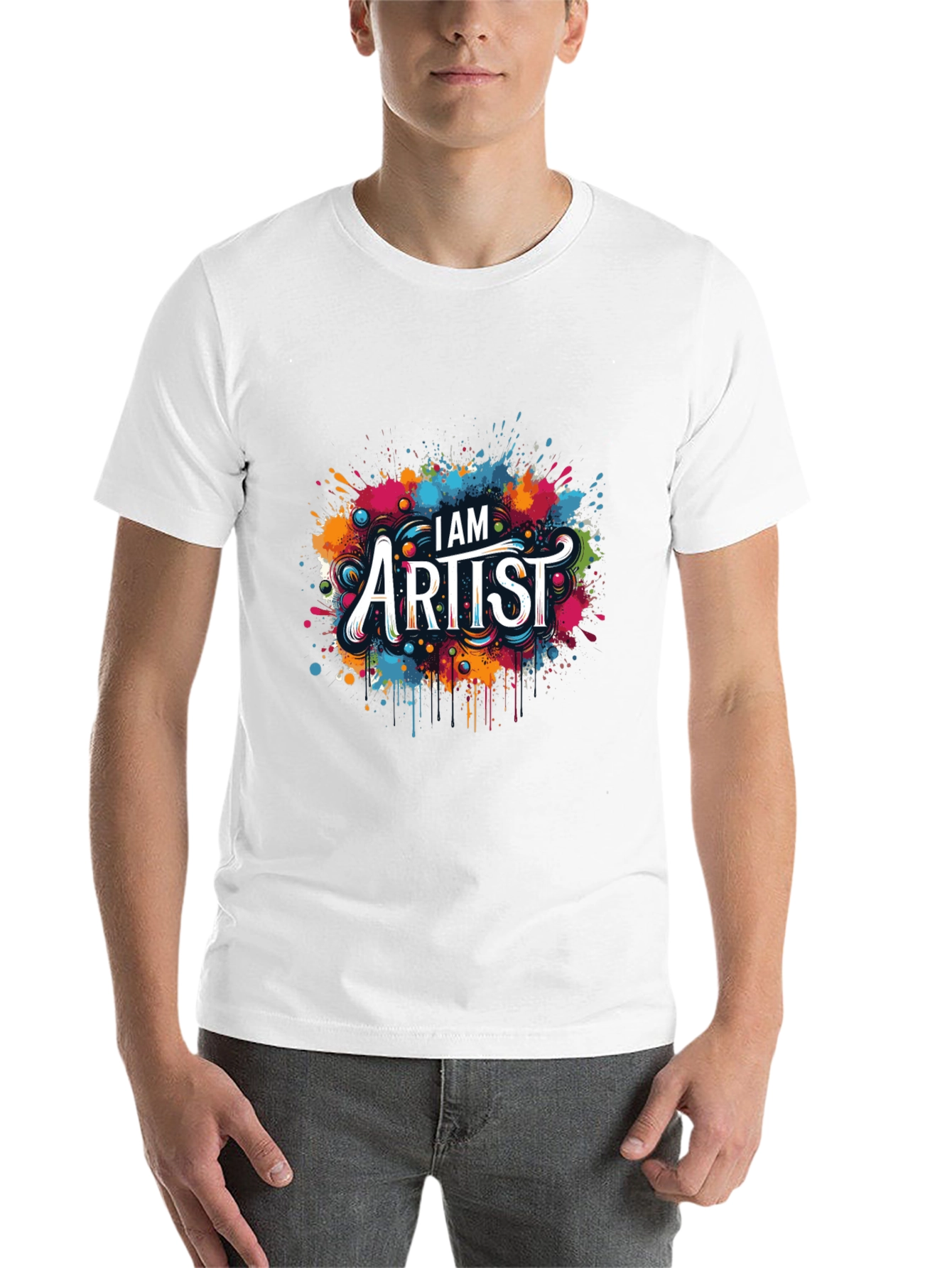 Black I AM Artist Tee: Creative Color Splash Graphic T-Shirt view 14