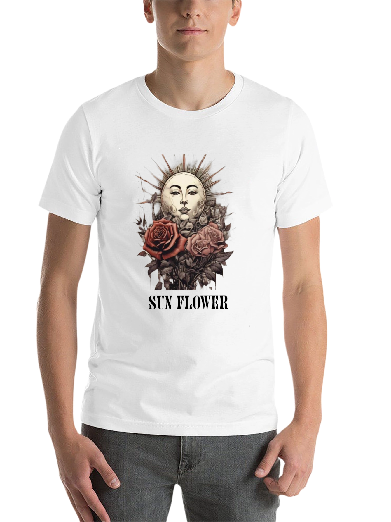 Black Sun Flower Graphic T-Shirt - Unique Design view 14