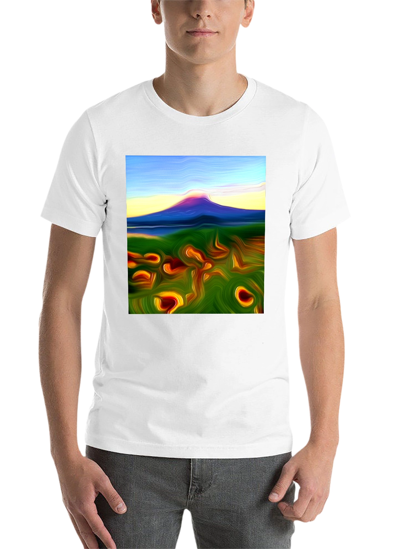 Black Abstract Mountain Graphic Tee - Artistic Style view 14