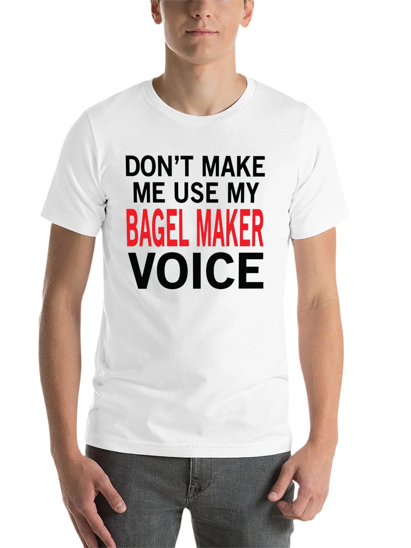 Black Bagel Maker Voice T-Shirt - Funny Graphic Tee view 14