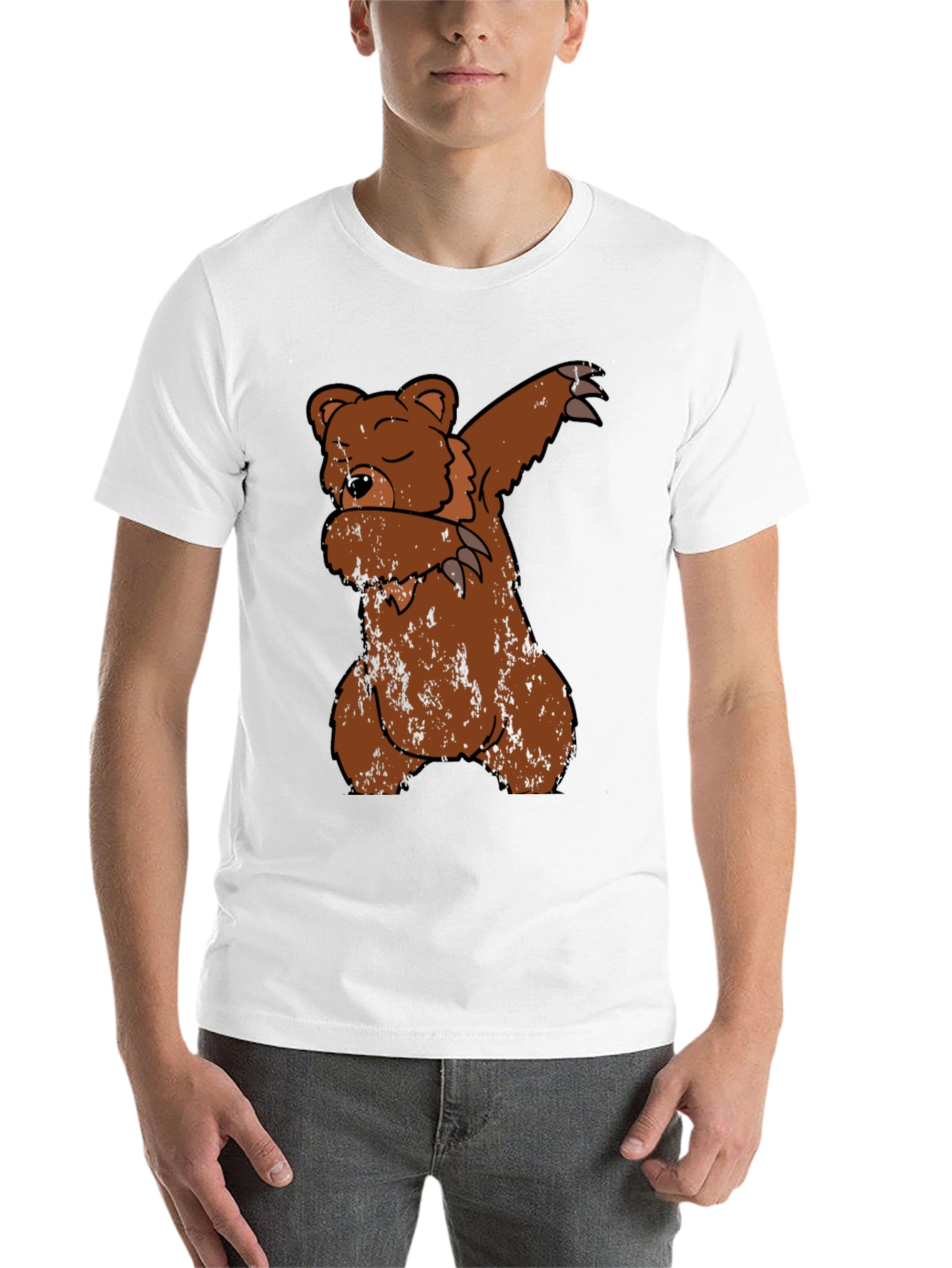 Black Dabbing Bear Graphic T-Shirt view 14