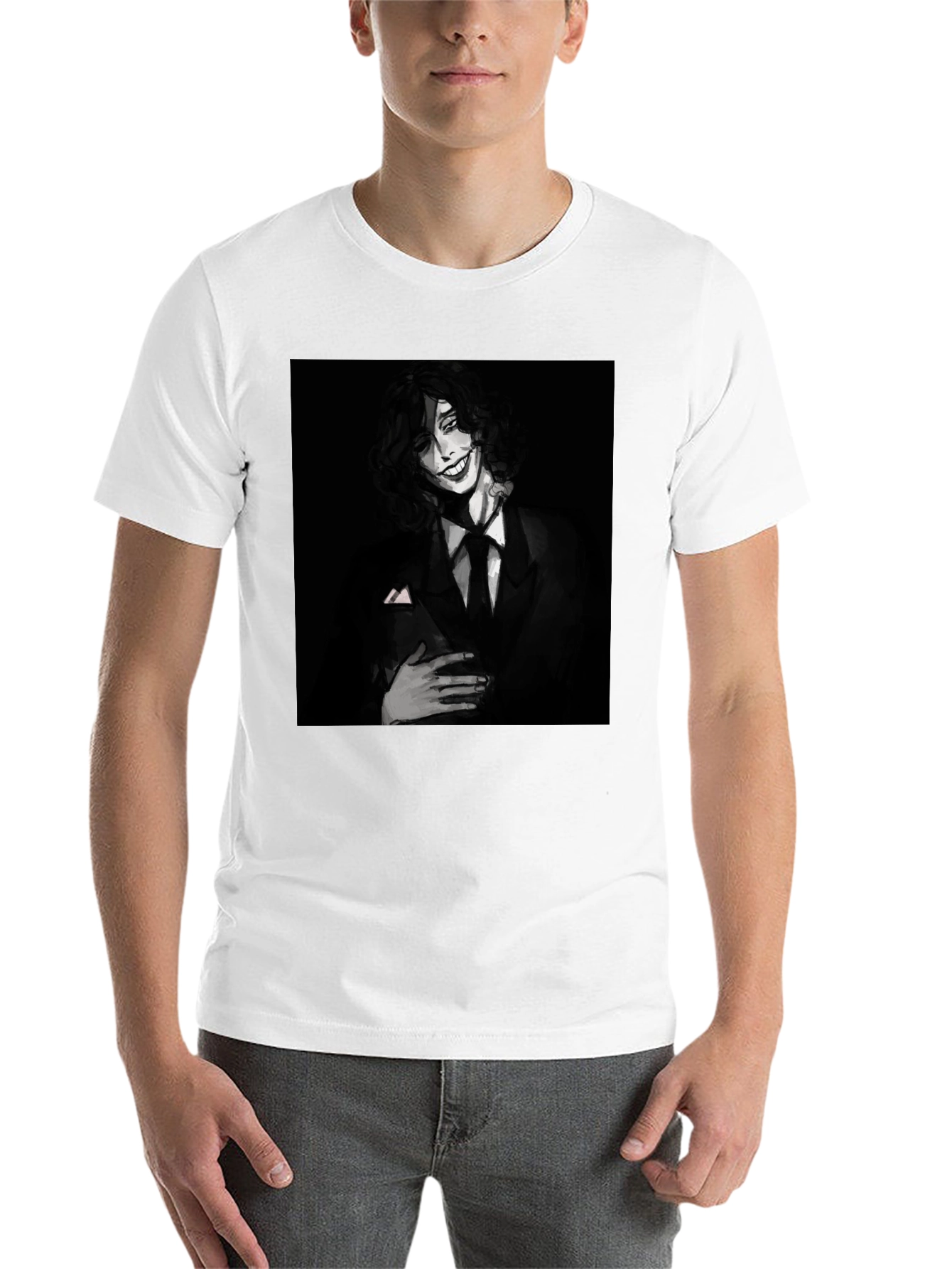 Black Monochrome Joker Graphic Tee - Dark Humor Fashion view 14