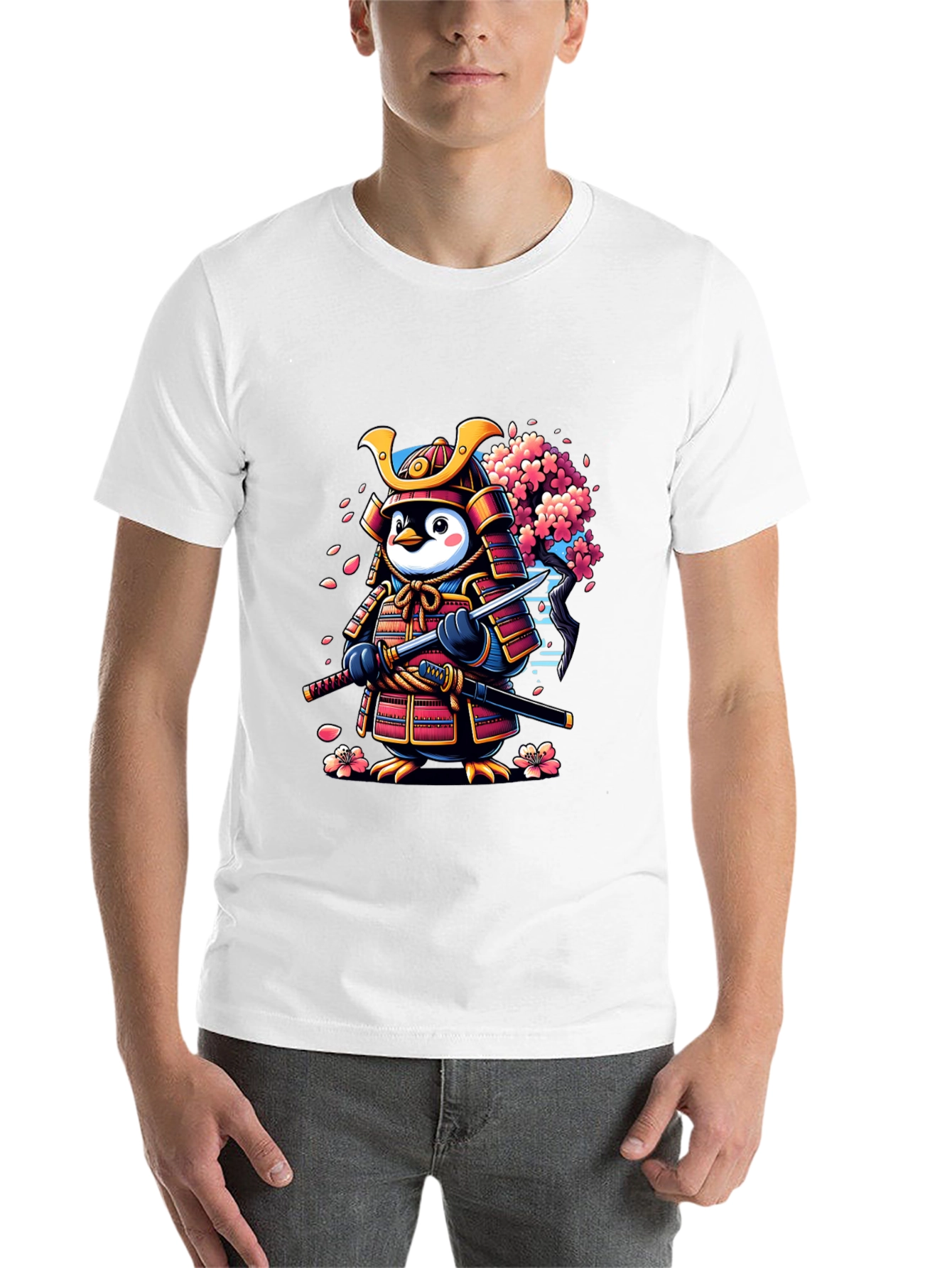Black Samurai Penguin Graphic Tee - Unique Cartoon Style view 14