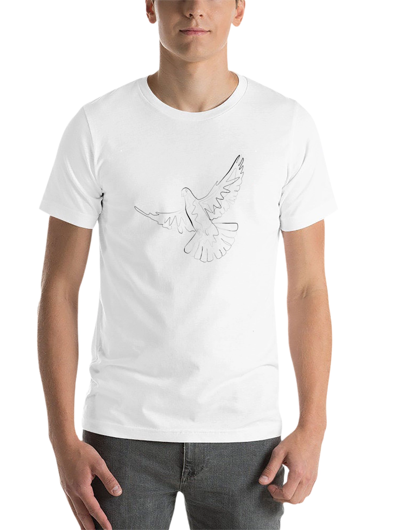 Black Minimalist Dove Graphic T-Shirt - Soft Black Cotton view 14