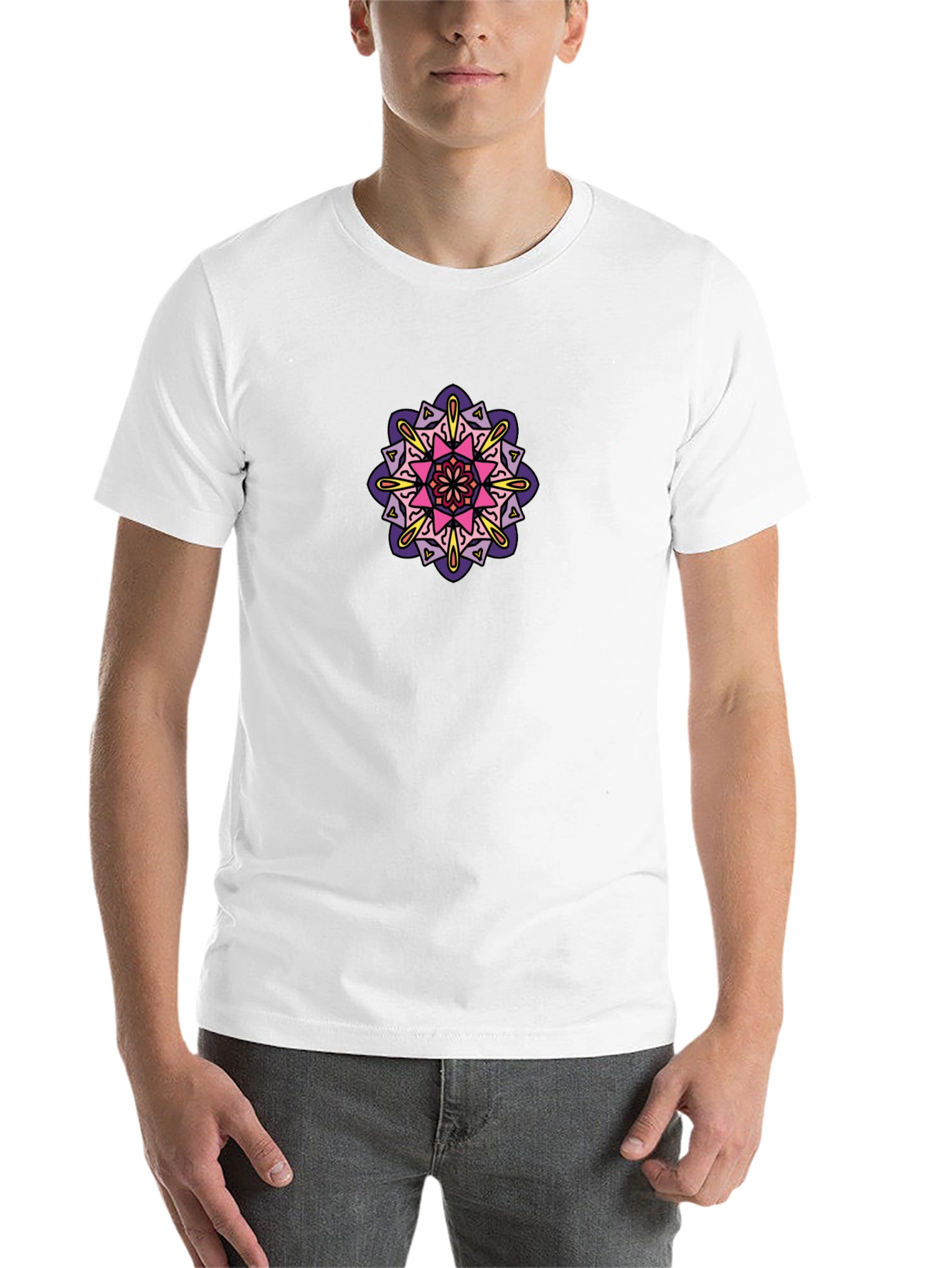 Black Black Tee with Colorful Mandala Design view 14