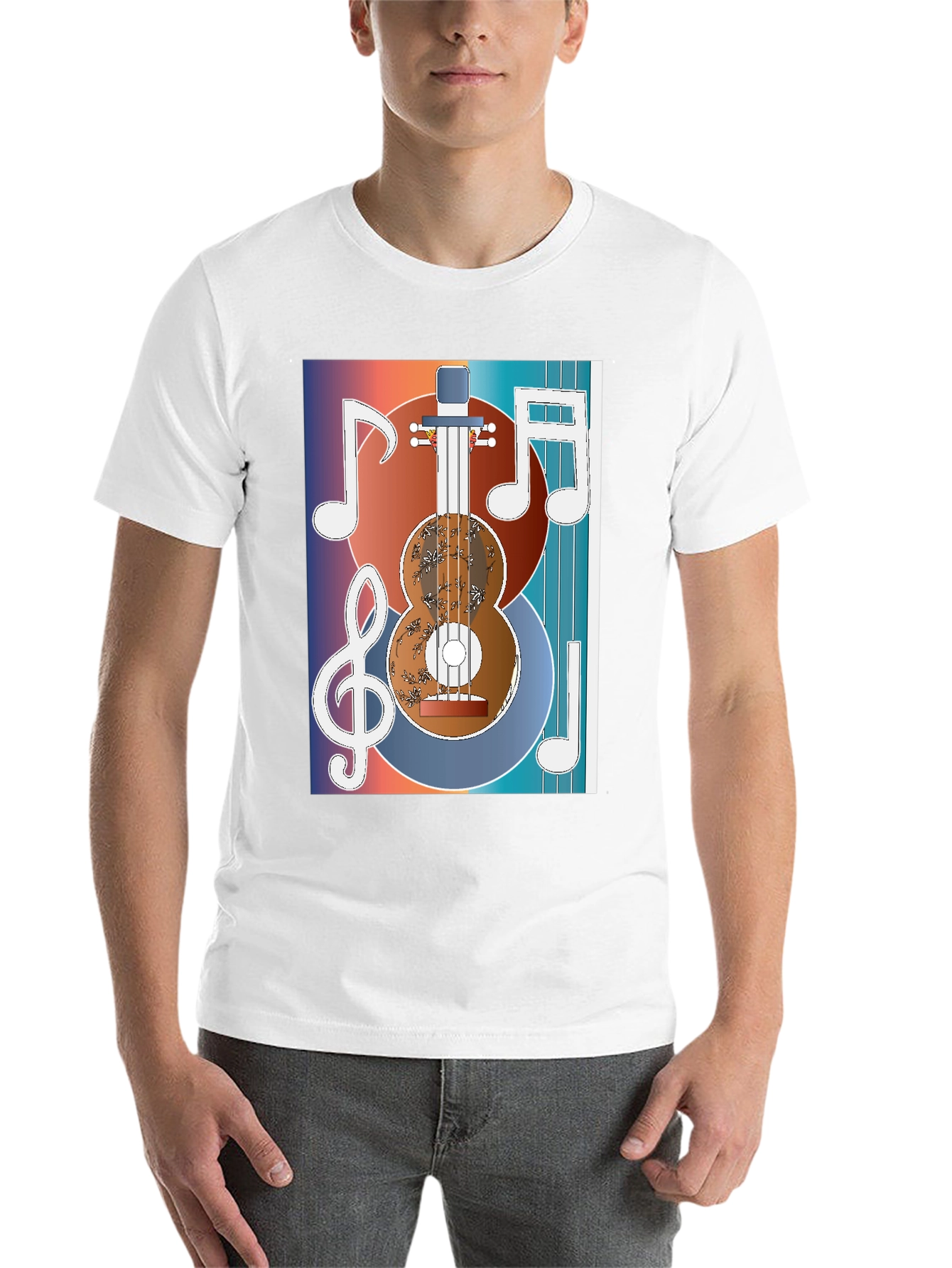 Black Guitar Music Graphic T-Shirt - Artistic Musician Tee view 14