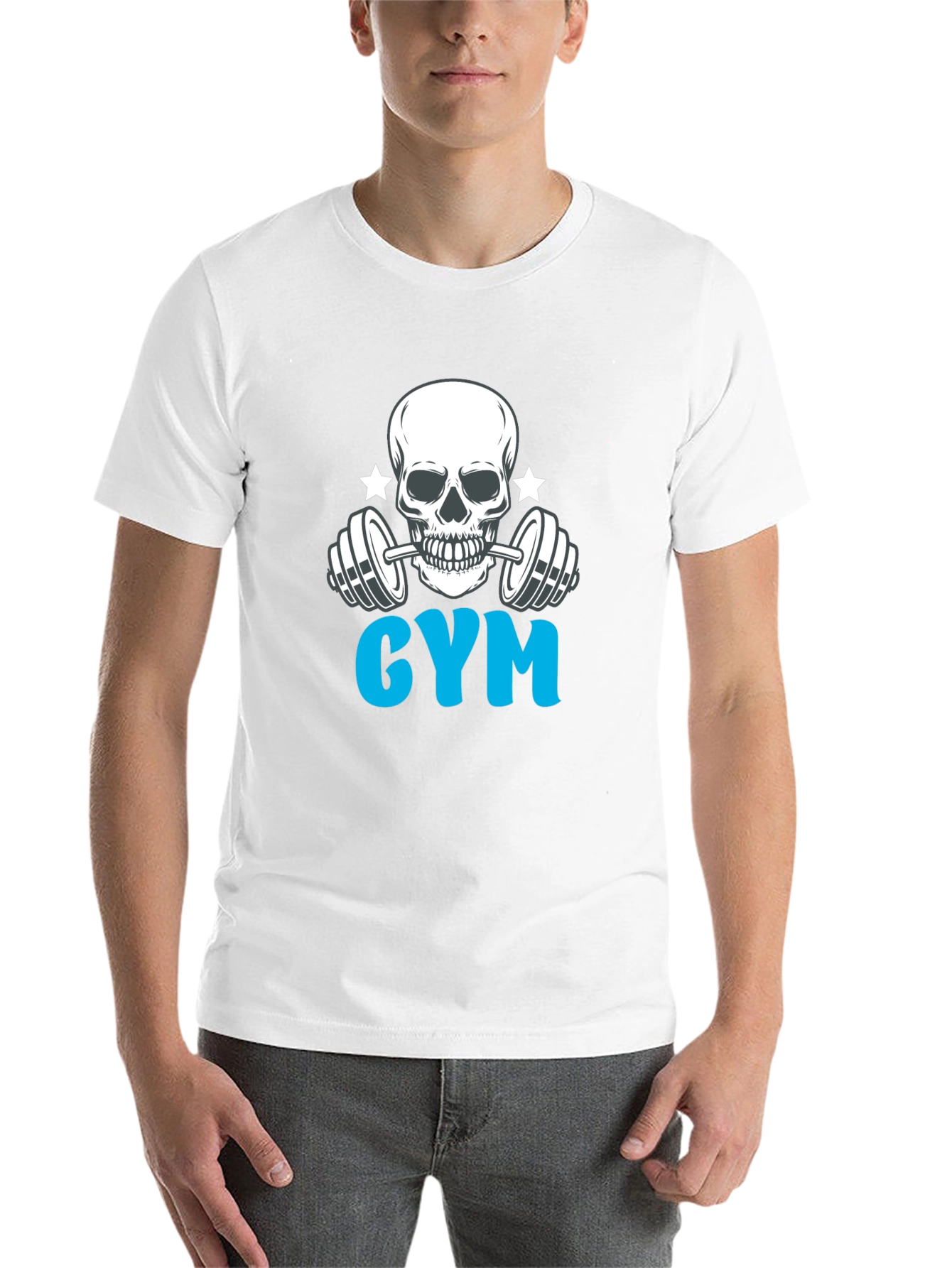 Black Gym Skull Graphic Black T-Shirt view 14