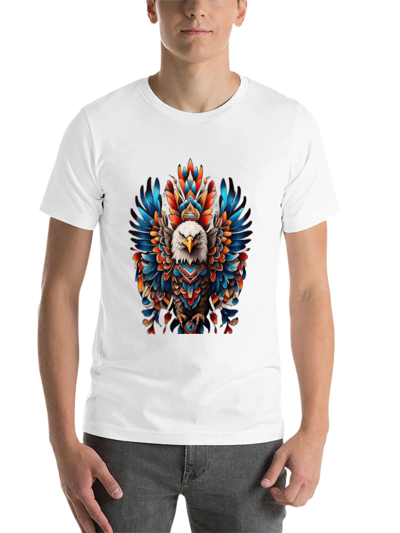 Black Eagle Feather Graphic Tee - Bold Tribal Design view 14