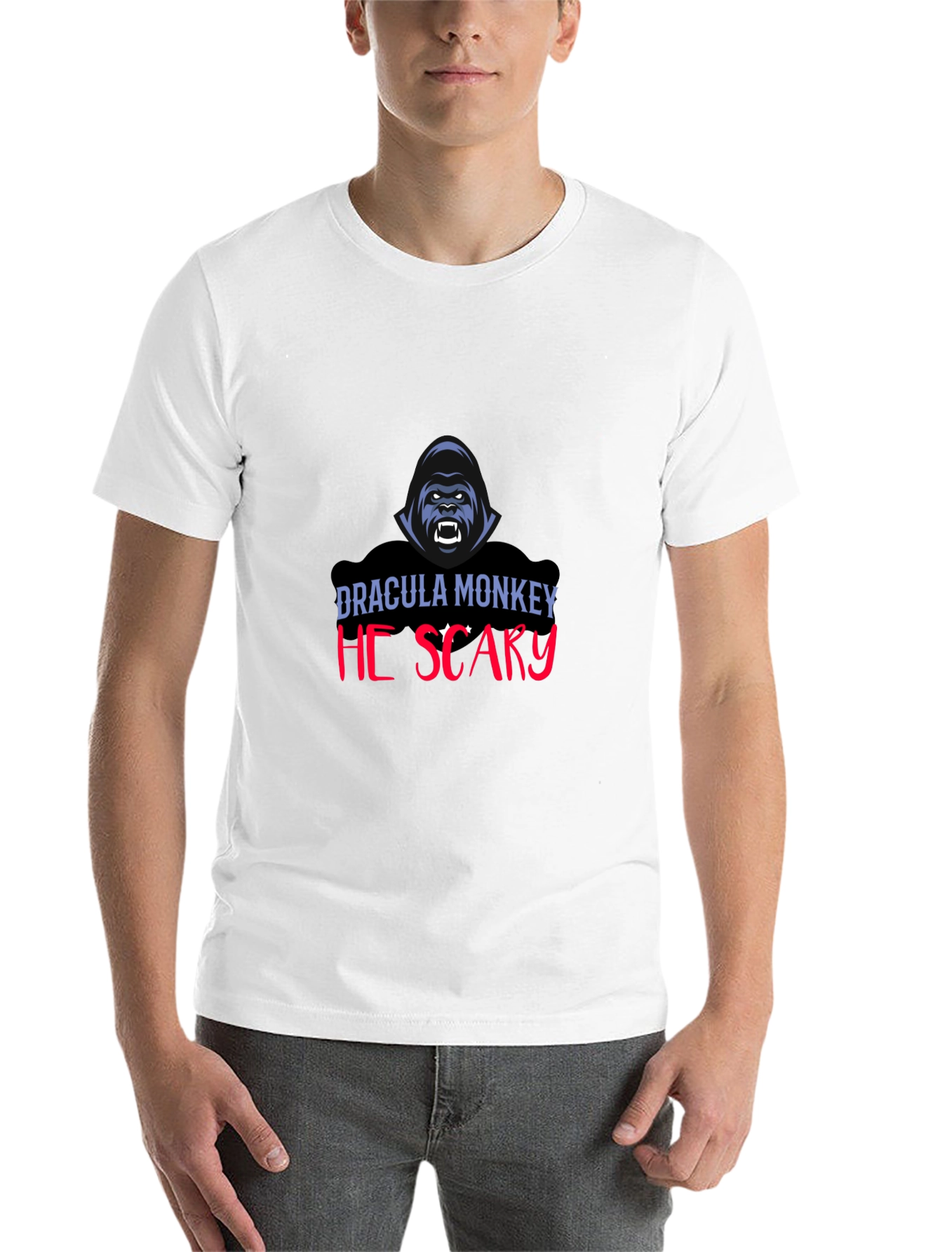 Black Dracula Monkey He Scary Graphic T-Shirt view 14