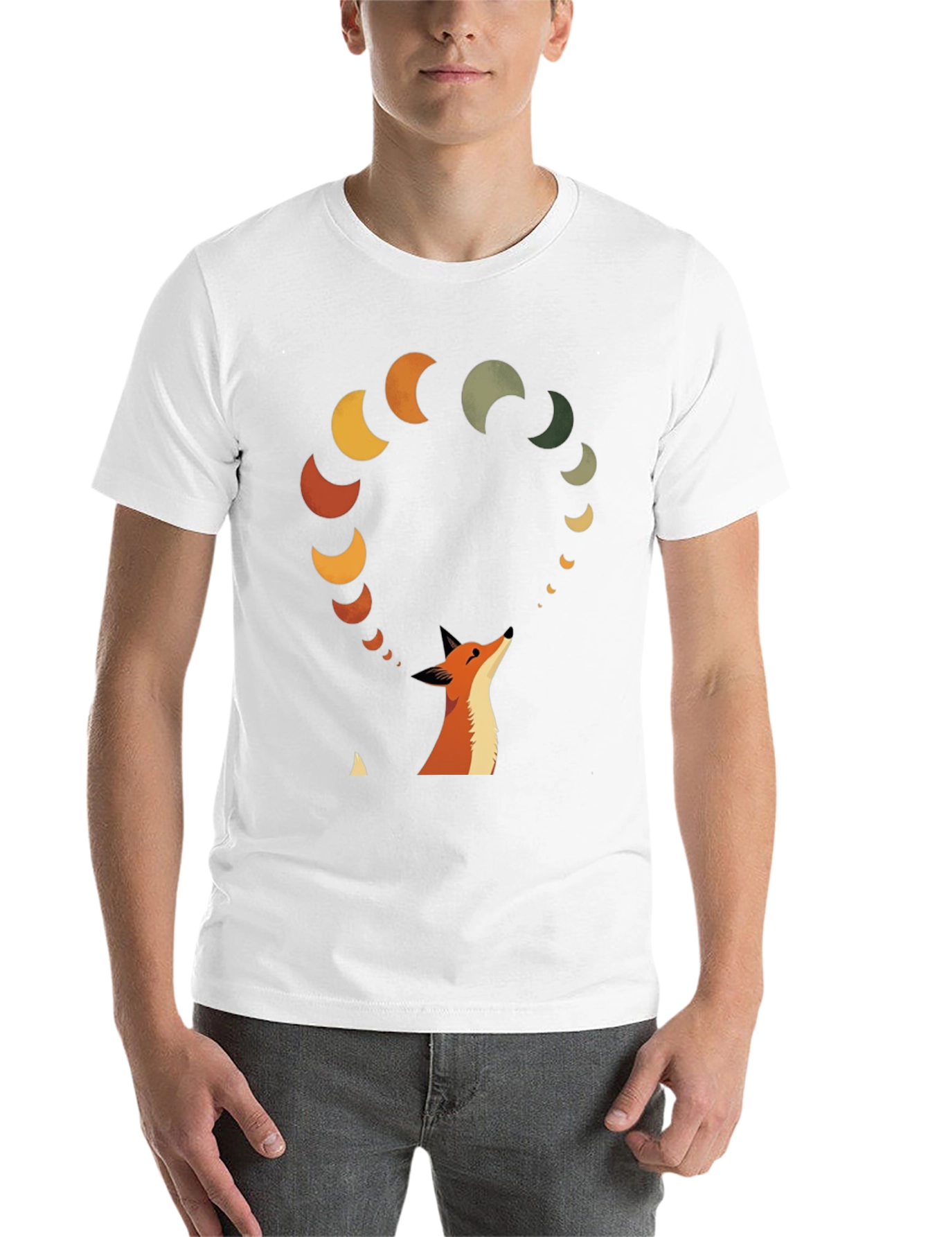 Black Fox & Moon Phases Graphic Tee view 14