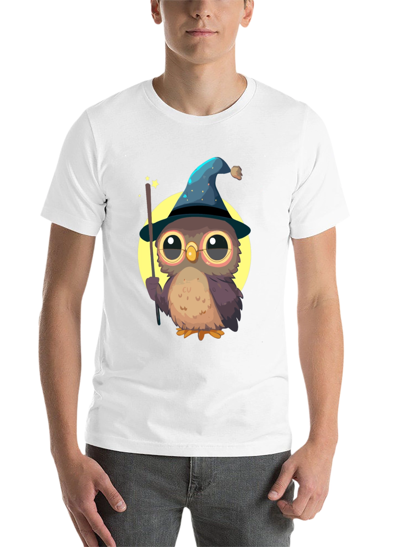 Black Wizard Owl T-Shirt - Cute & Quirky Tee for Magic Lovers view 14