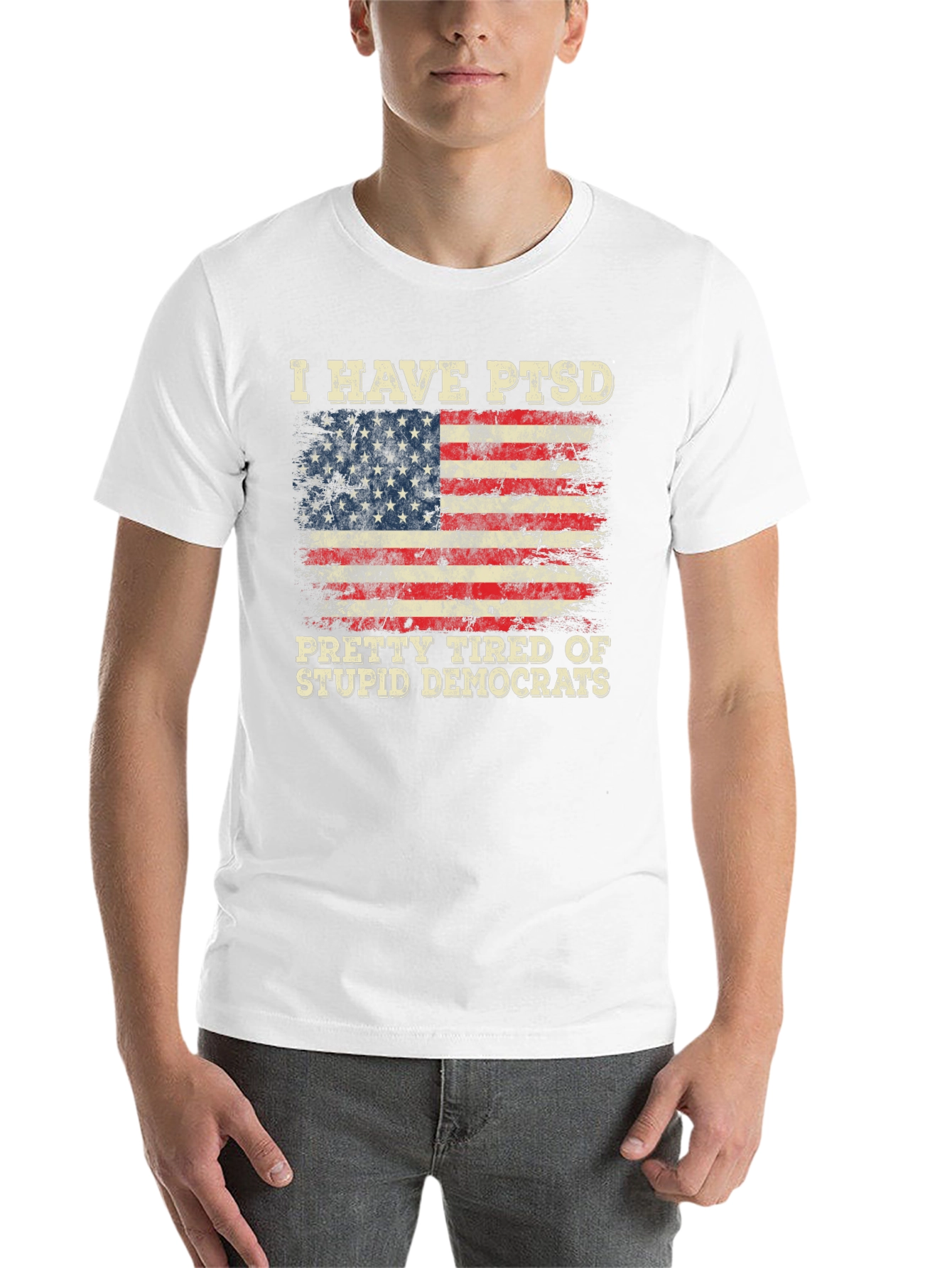 Black I Have PTSD, Tired of Democrats T-Shirt view 14