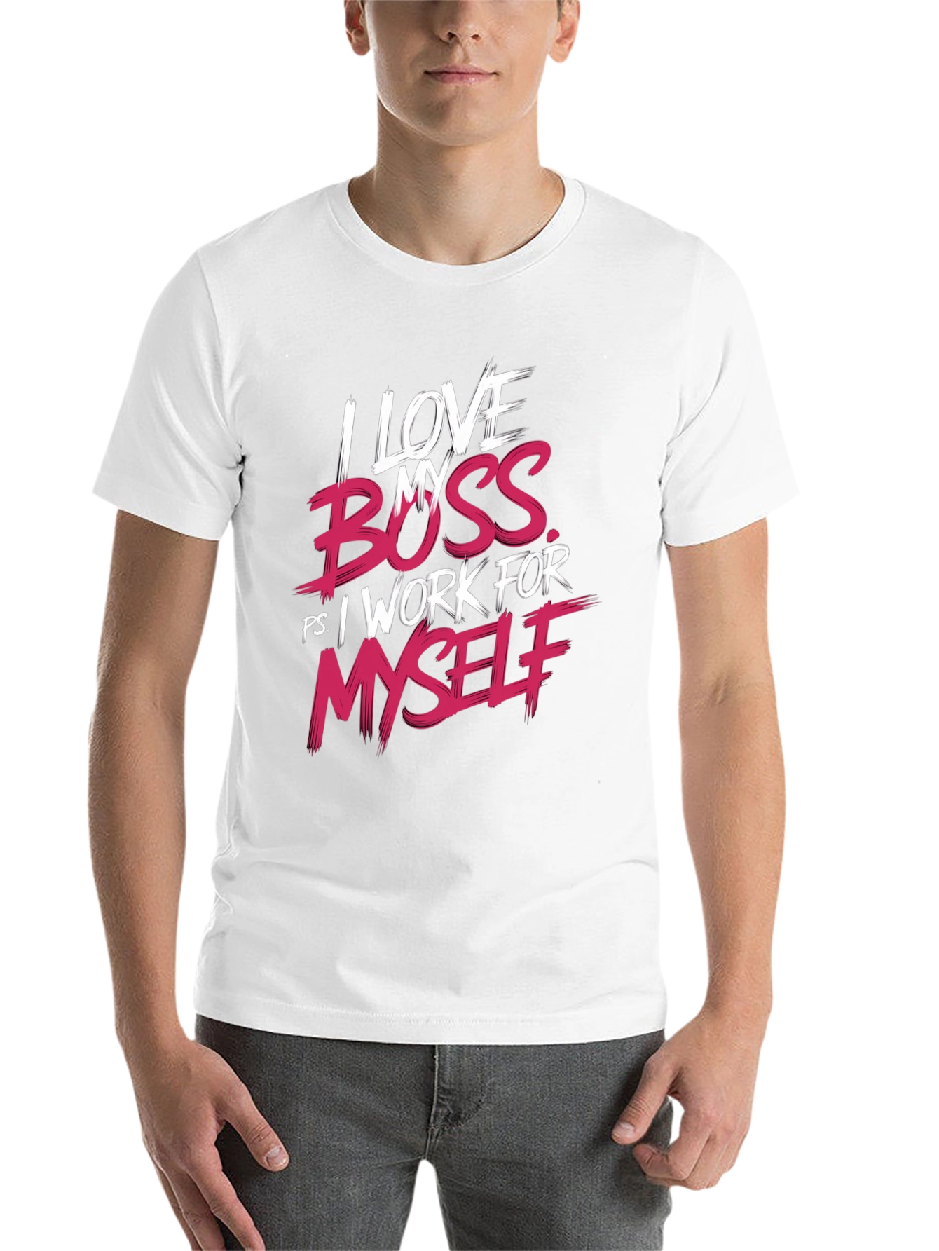 Black I Love My Boss T-Shirt - Funny Self-Employed Tee view 14