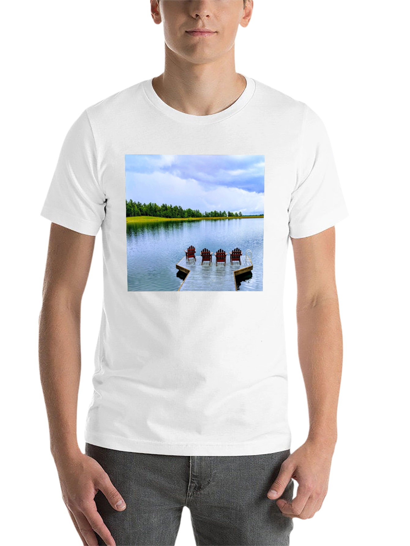 Black Lake View T-Shirt: Relax on the Dock view 14