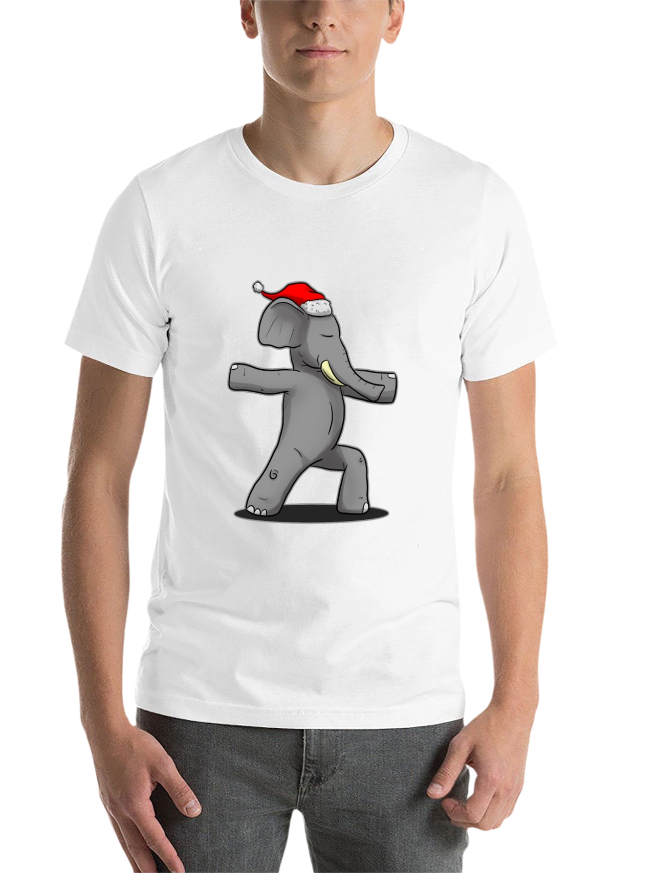 Black Yoga Elephant Santa Hat T-Shirt view 14