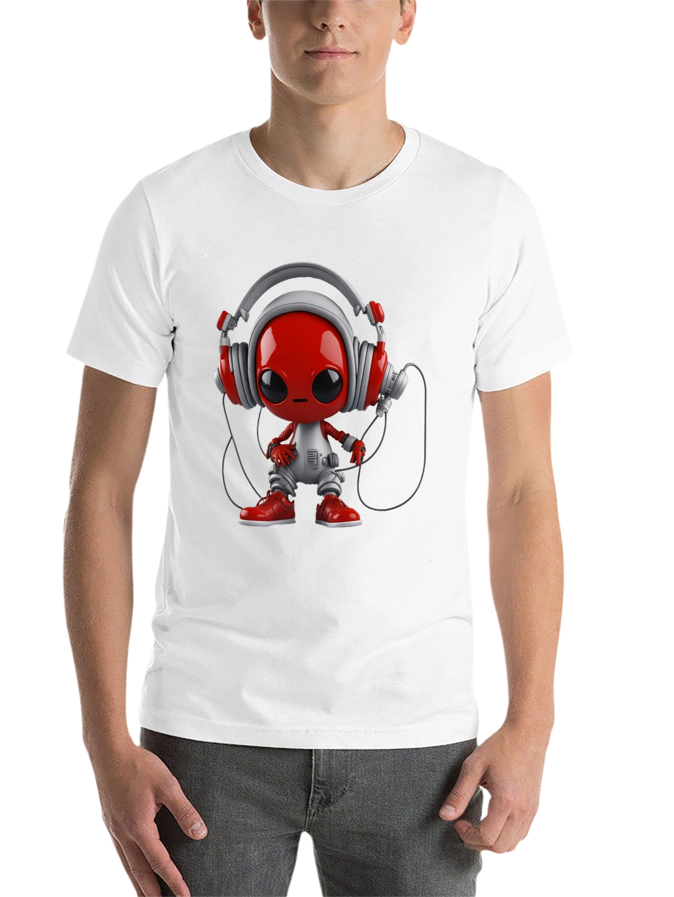 Black Stylish Black T-Shirt with Alien DJ Graphic view 14