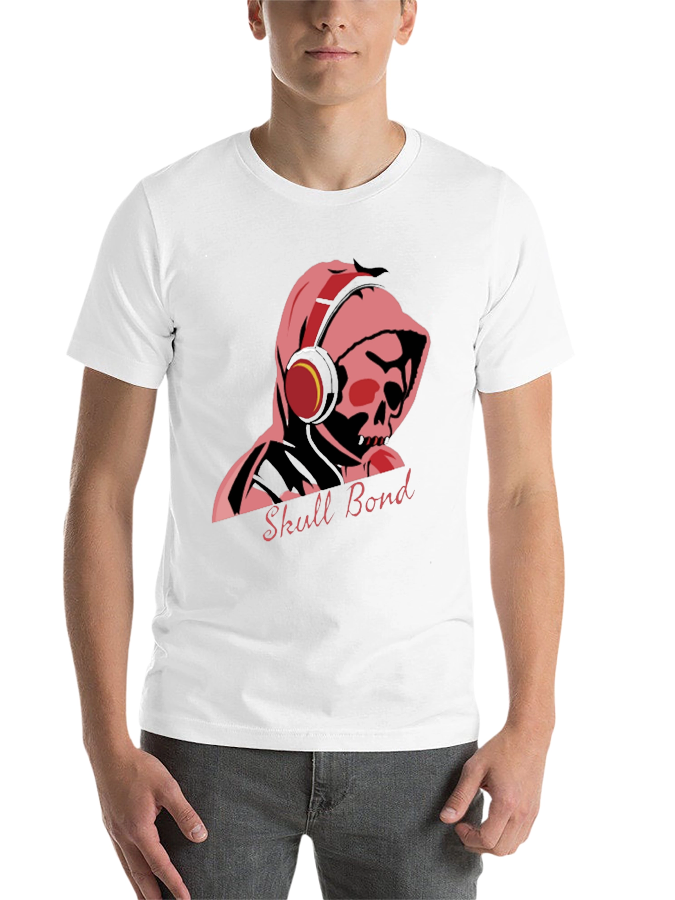 Skull Bond Graphic Tee - Cool Black Cotton T-Shirt - 14