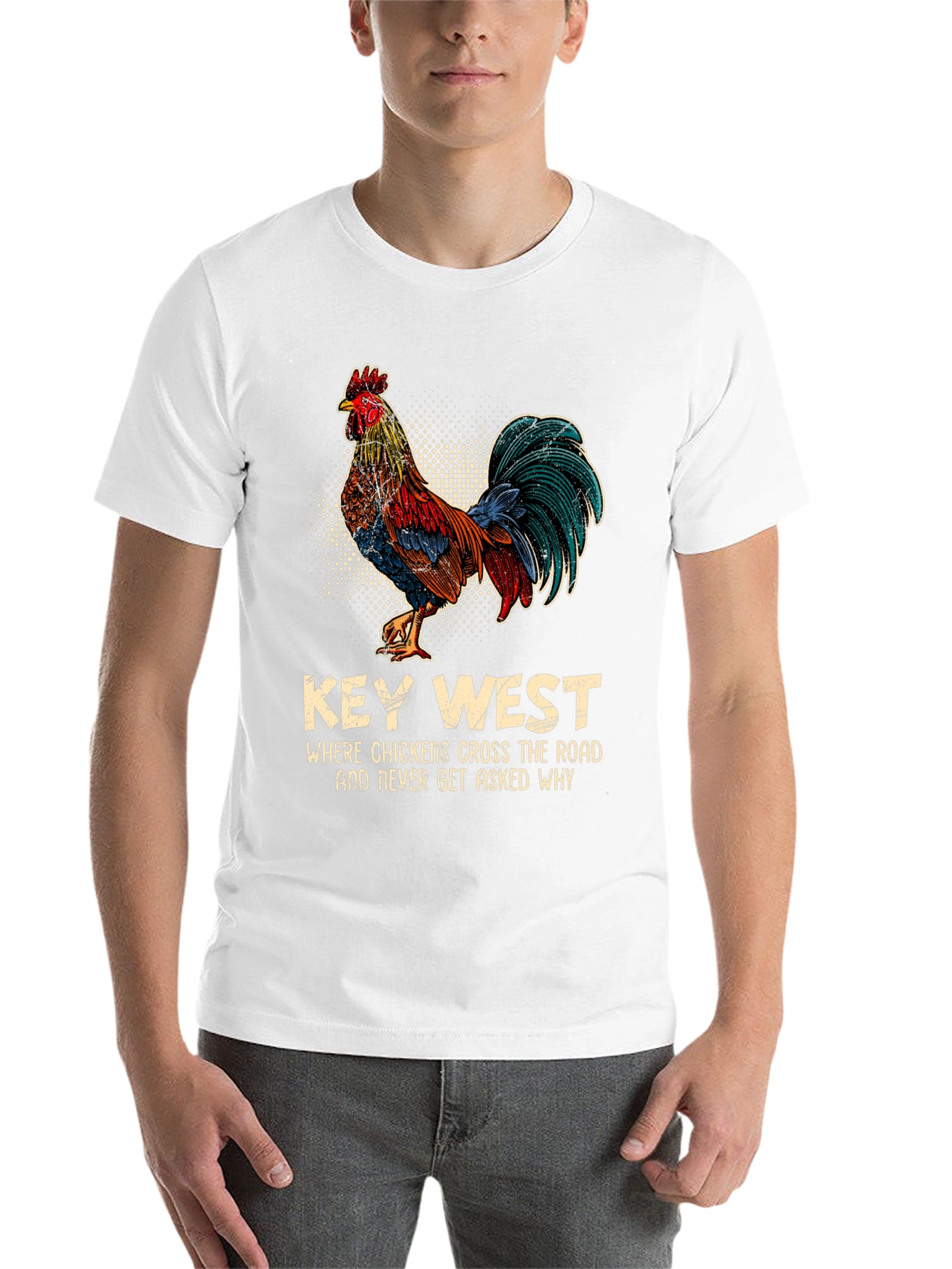 Black Key West Chicken T-Shirt - Funny Graphic Tee view 14