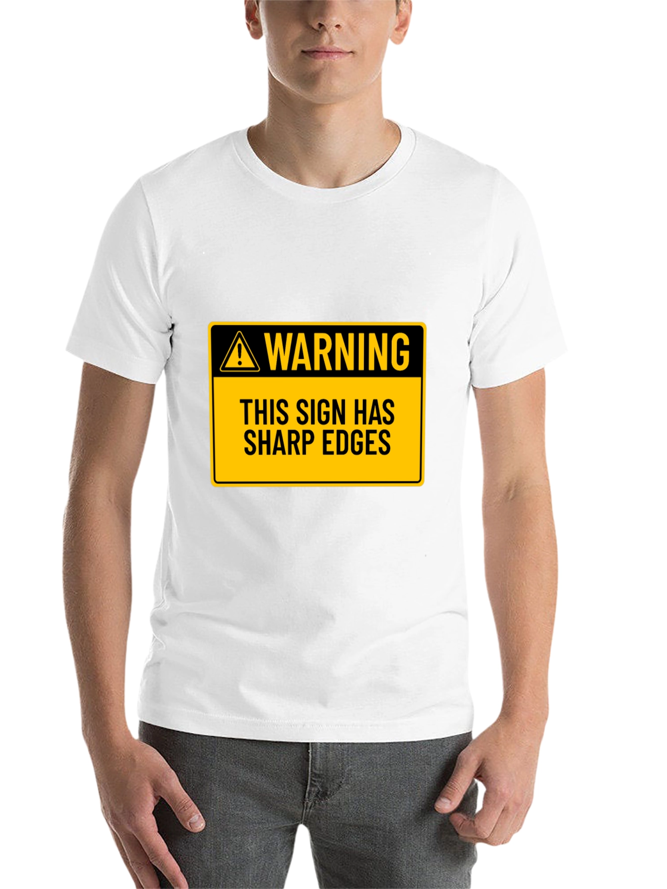 Black Warning Sharp Edges Novelty Graphic Tee view 14