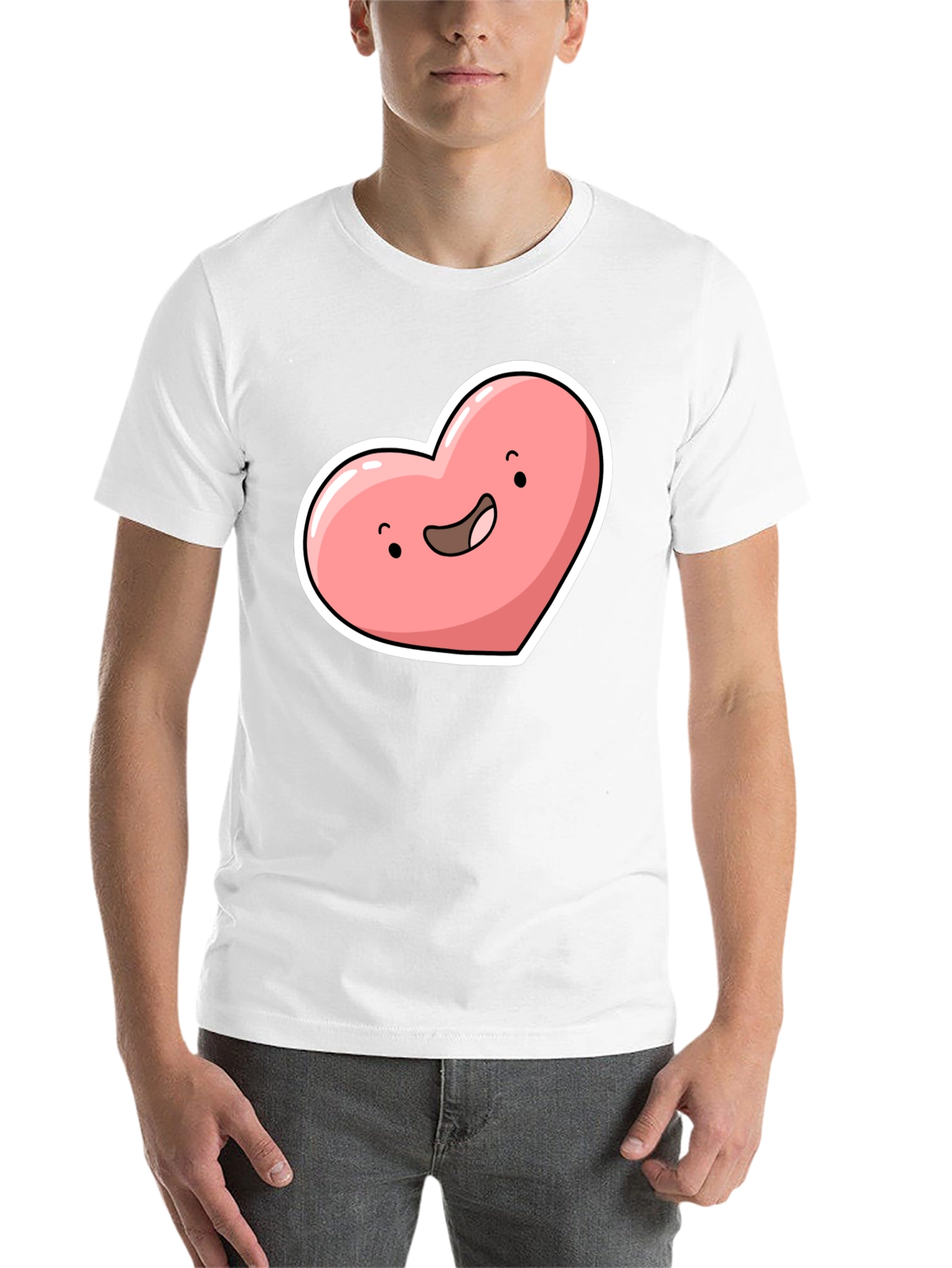 Black Cute Heart Character Graphic Tee - Black view 14