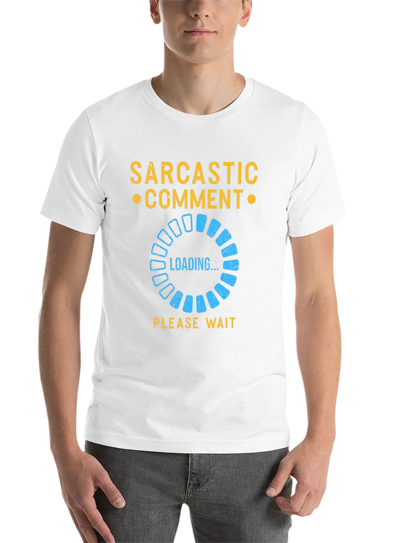 Black Sarcastic Comment Loading T-Shirt - Funny Novelty Tee view 14