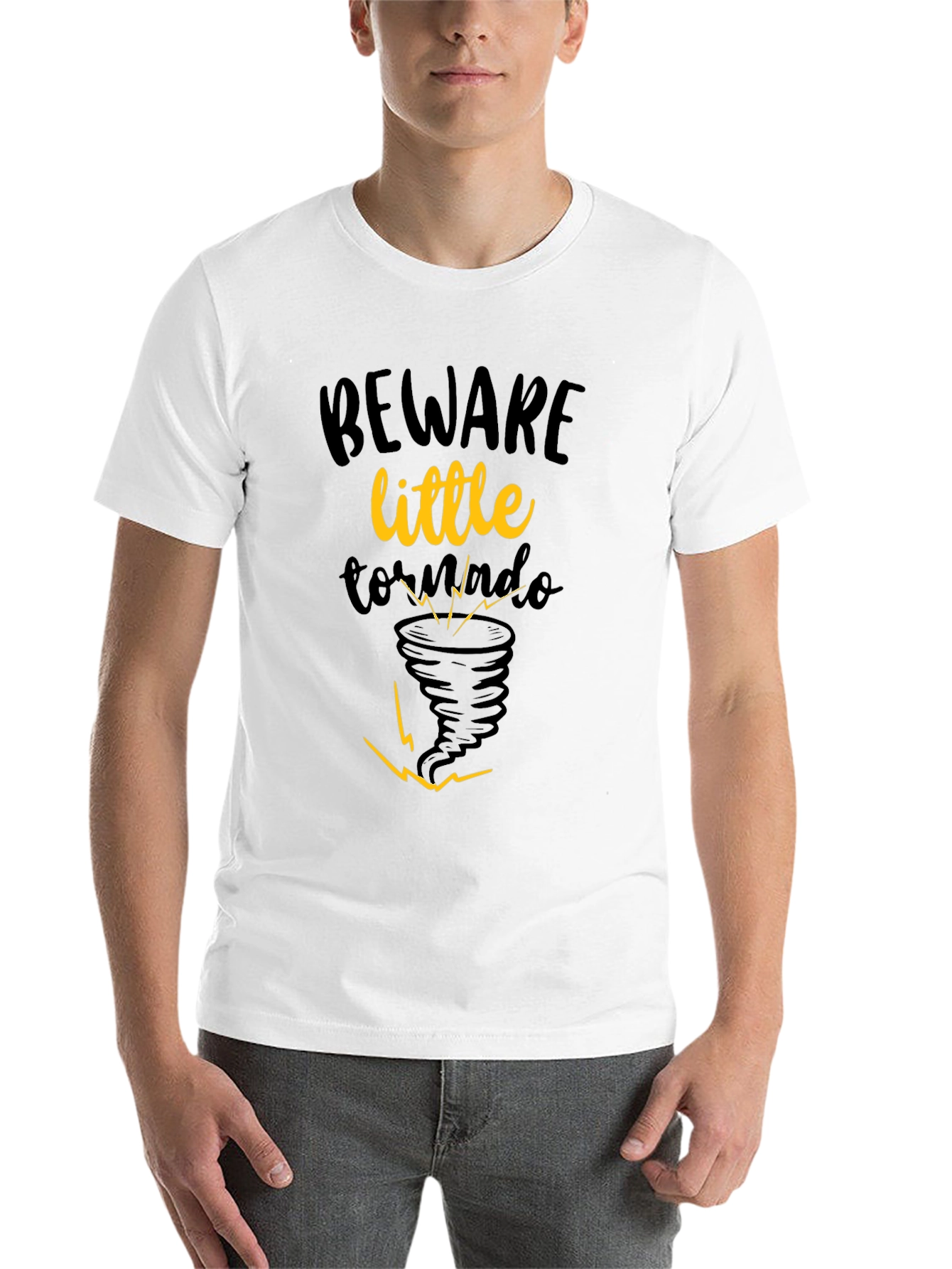 Black Beware Little Tornado Graphic Tee - Unisex Black Cotton Shirt view 14