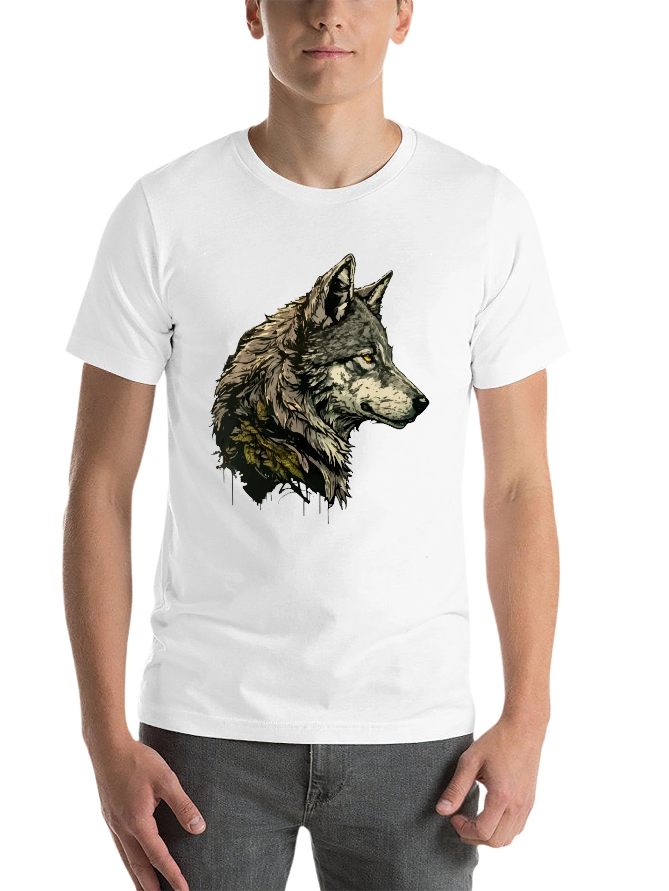 Black Wolf Graphic Print Black T-Shirt view 14