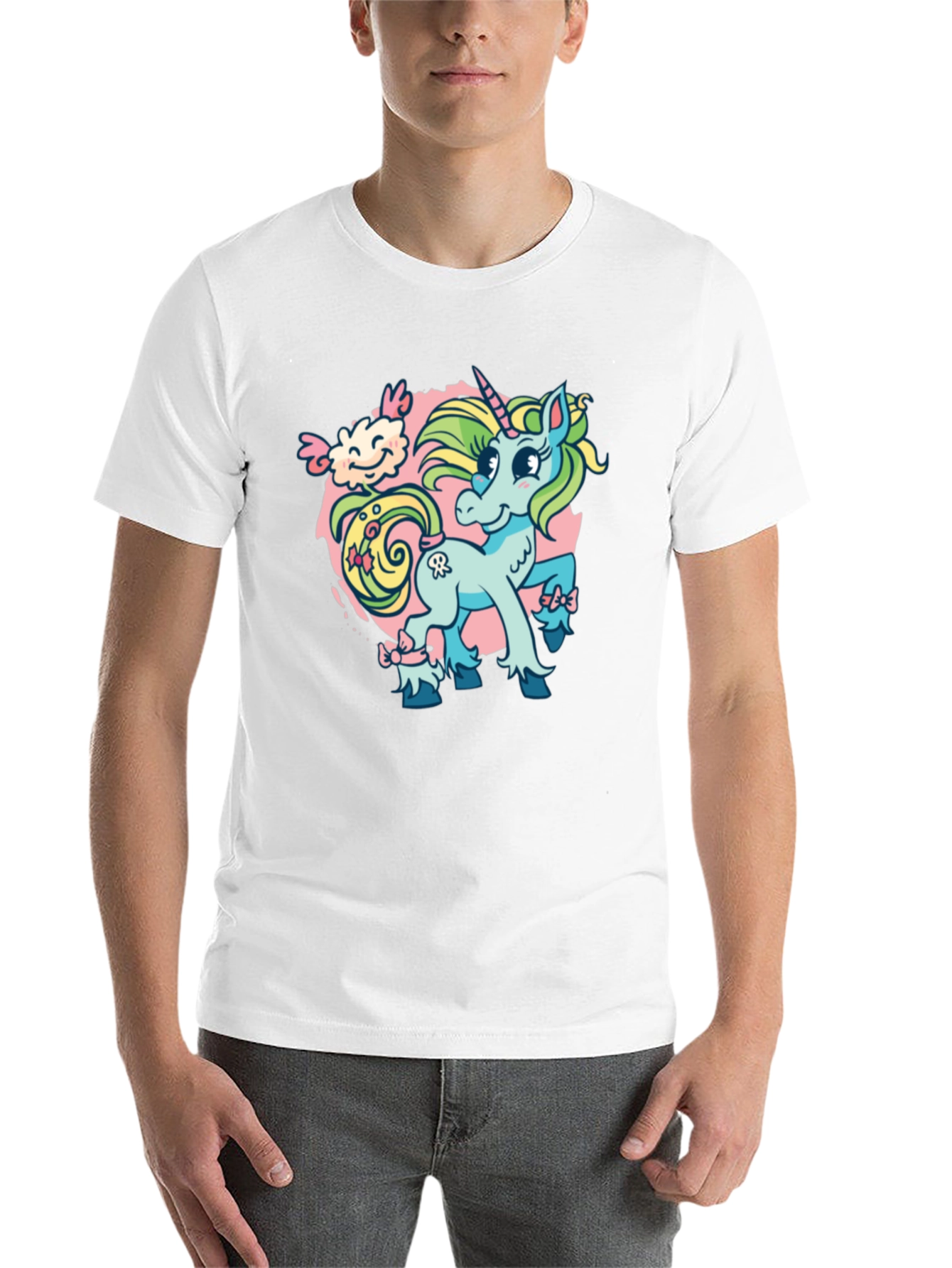 Black Unicorn Cartoon Graphic T-Shirt view 14