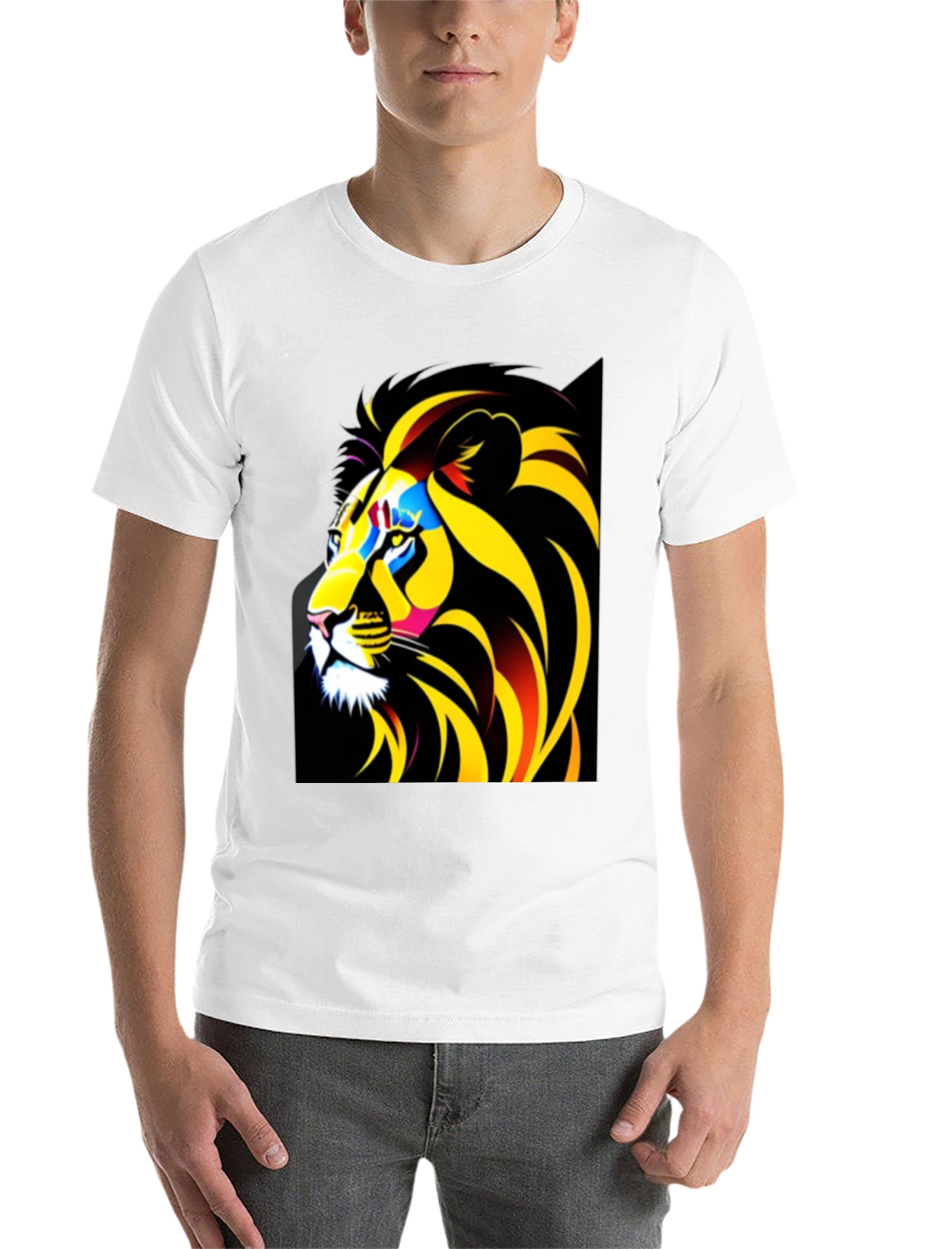 Black Bold Lion Graphic Tee - Black Cotton T-Shirt view 14
