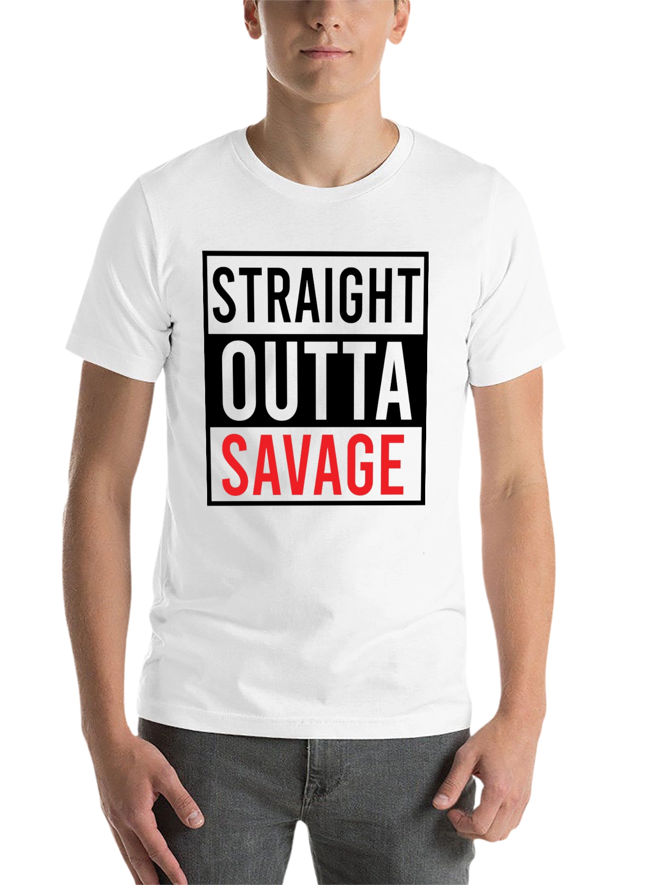 Black Straight Outta Savage Graphic Tee - Bold Statement Shirt view 14