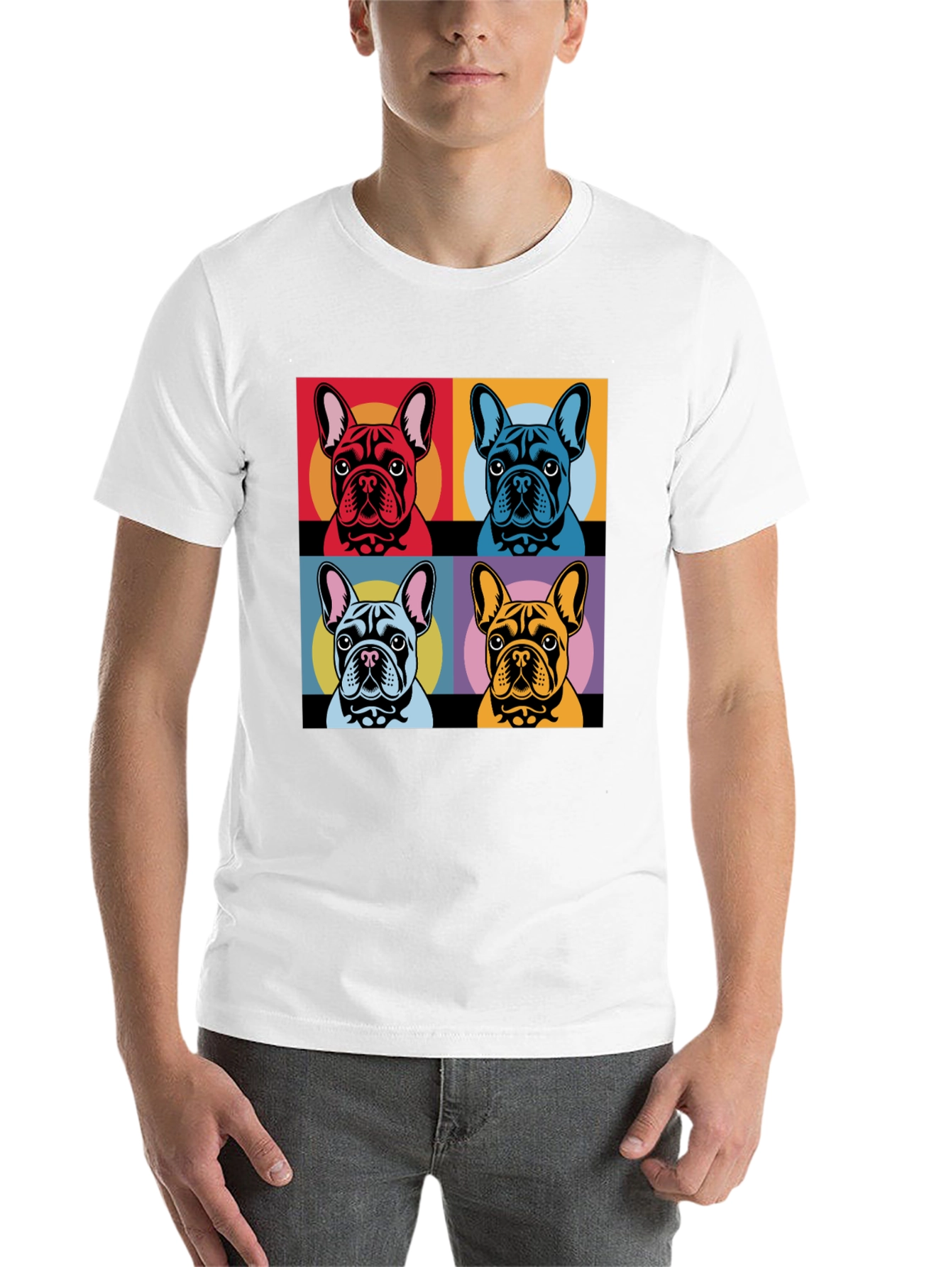 Black Pop Art French Bulldog T-Shirt view 14