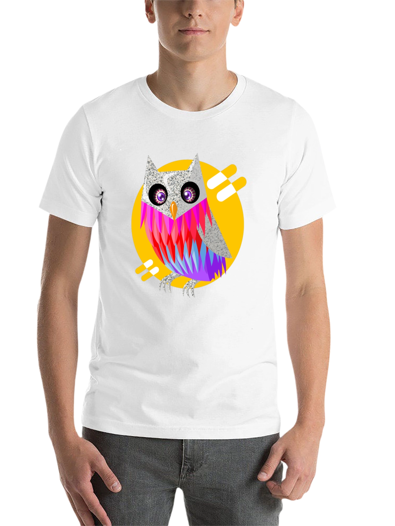 Black Cool Owl Graphic Print Black T-Shirt view 14