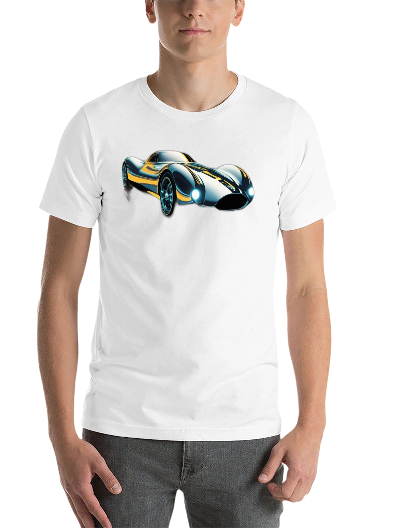 Black Retro Racer T-Shirt - Classic Car Design view 14