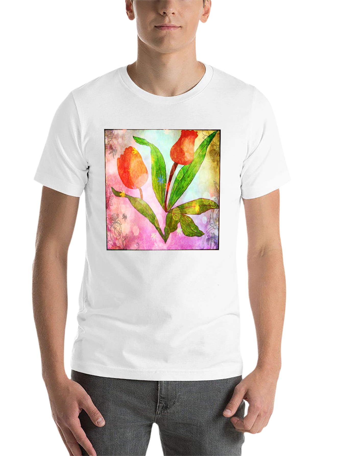 Black Floral Tulip Graphic T-Shirt view 14