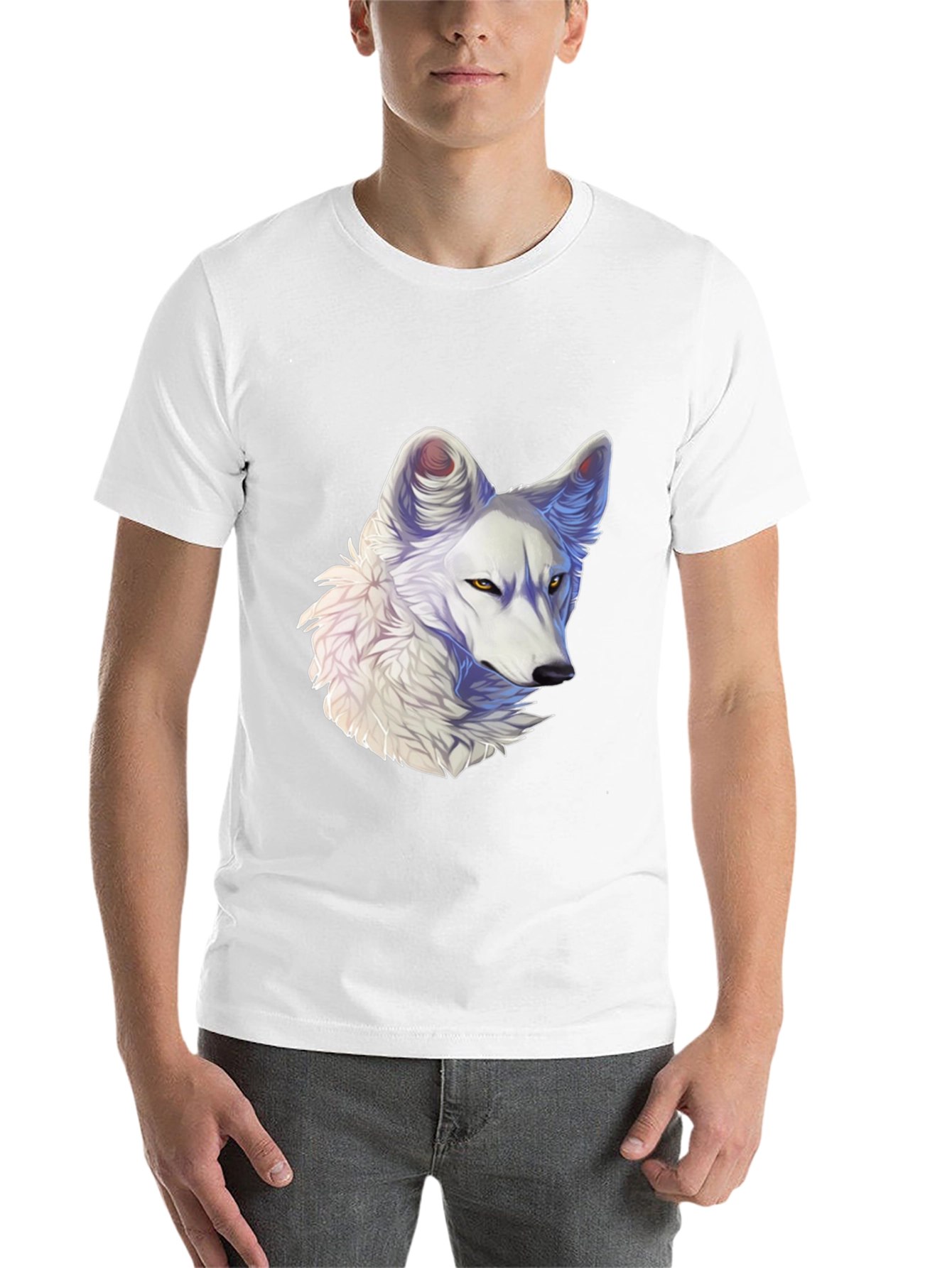Black Arctic Wolf Graphic Tee - Black Cotton Blend view 14