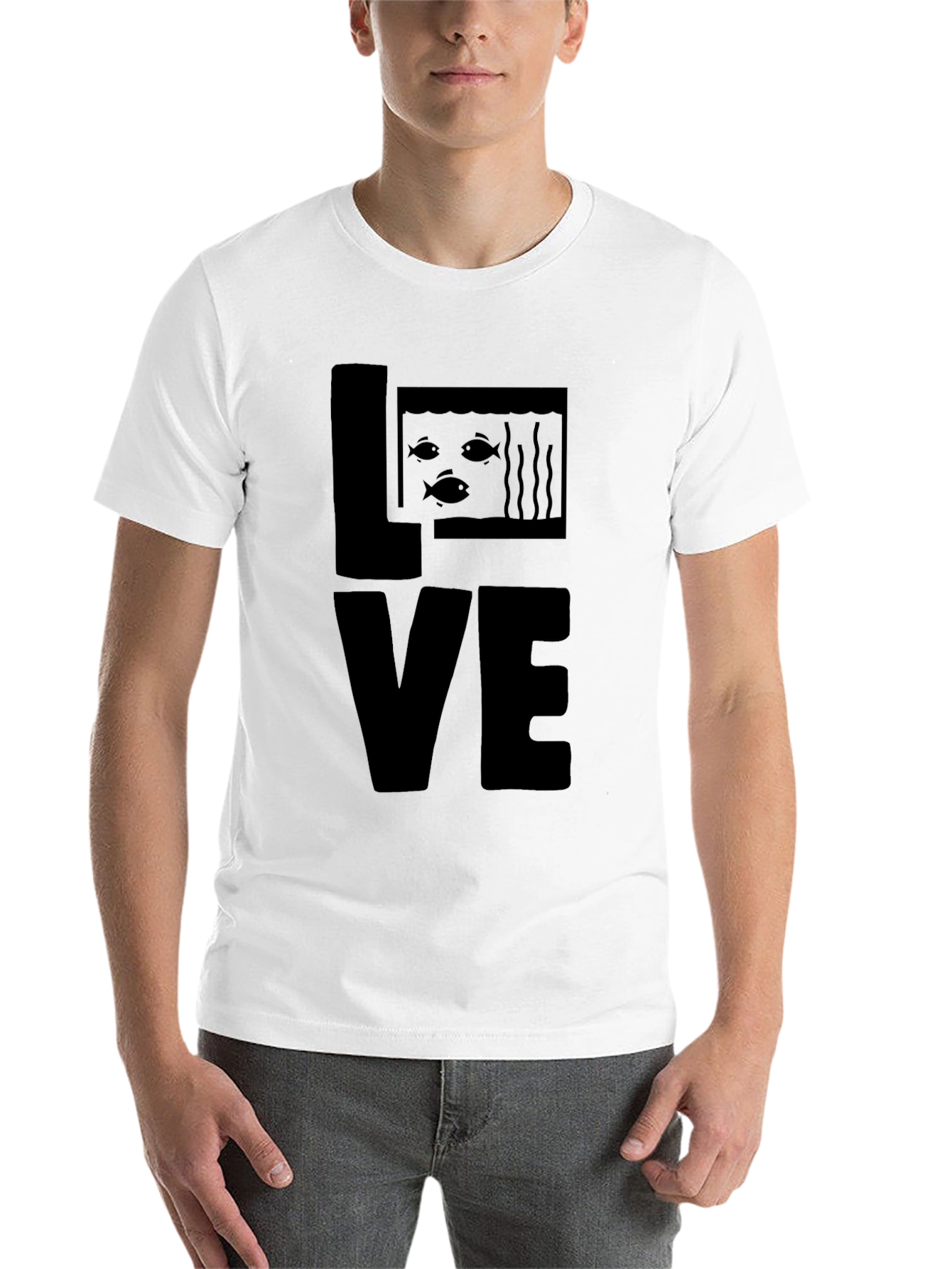 Black Aquarium Fish LOVE T-Shirt - Graphic Print Tee view 14