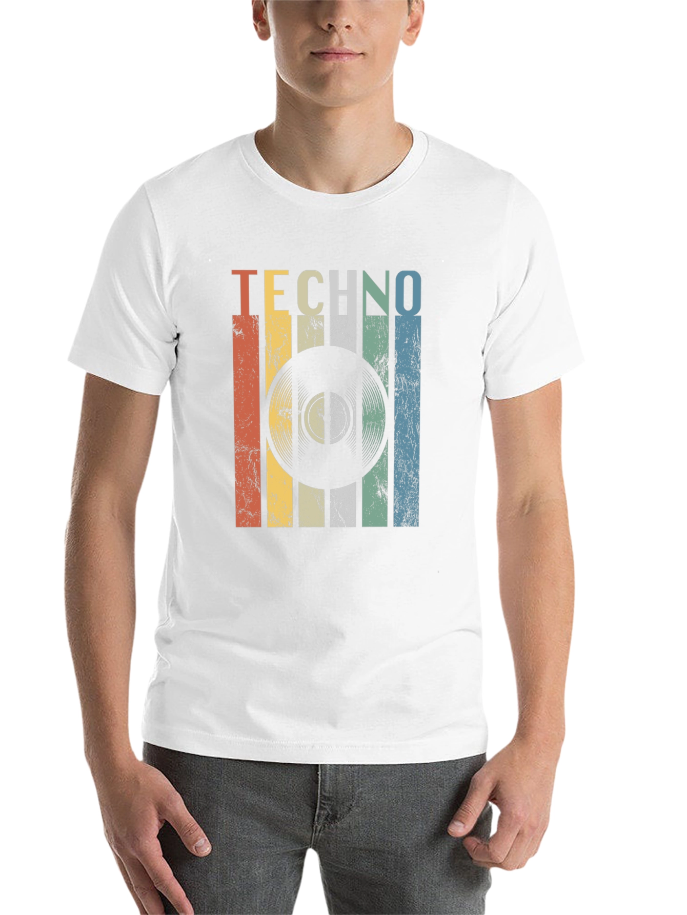 Black Retro Techno Record Graphic T-Shirt view 14