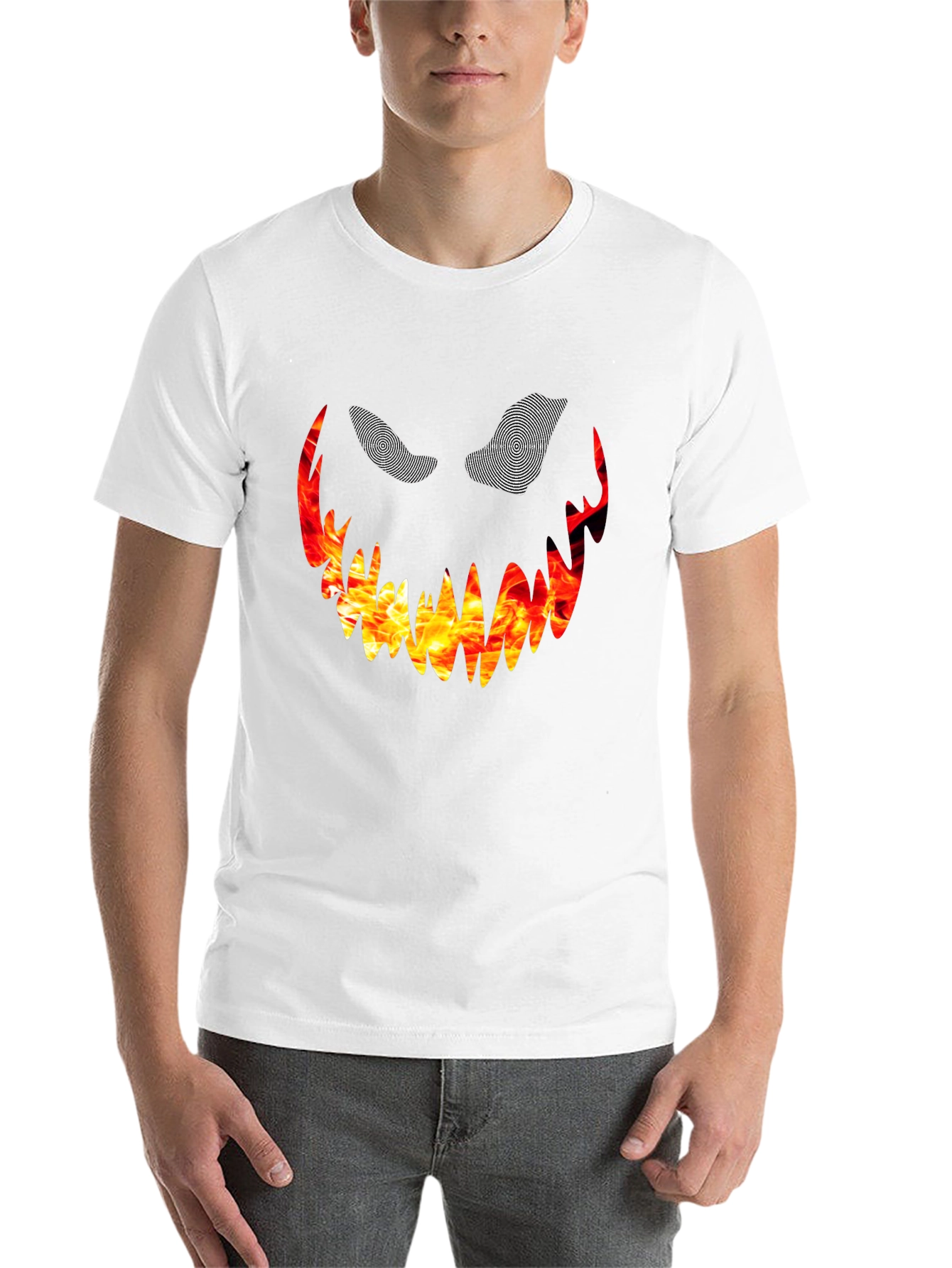 Black Fiery Monster Face Graphic Tee - Black view 14