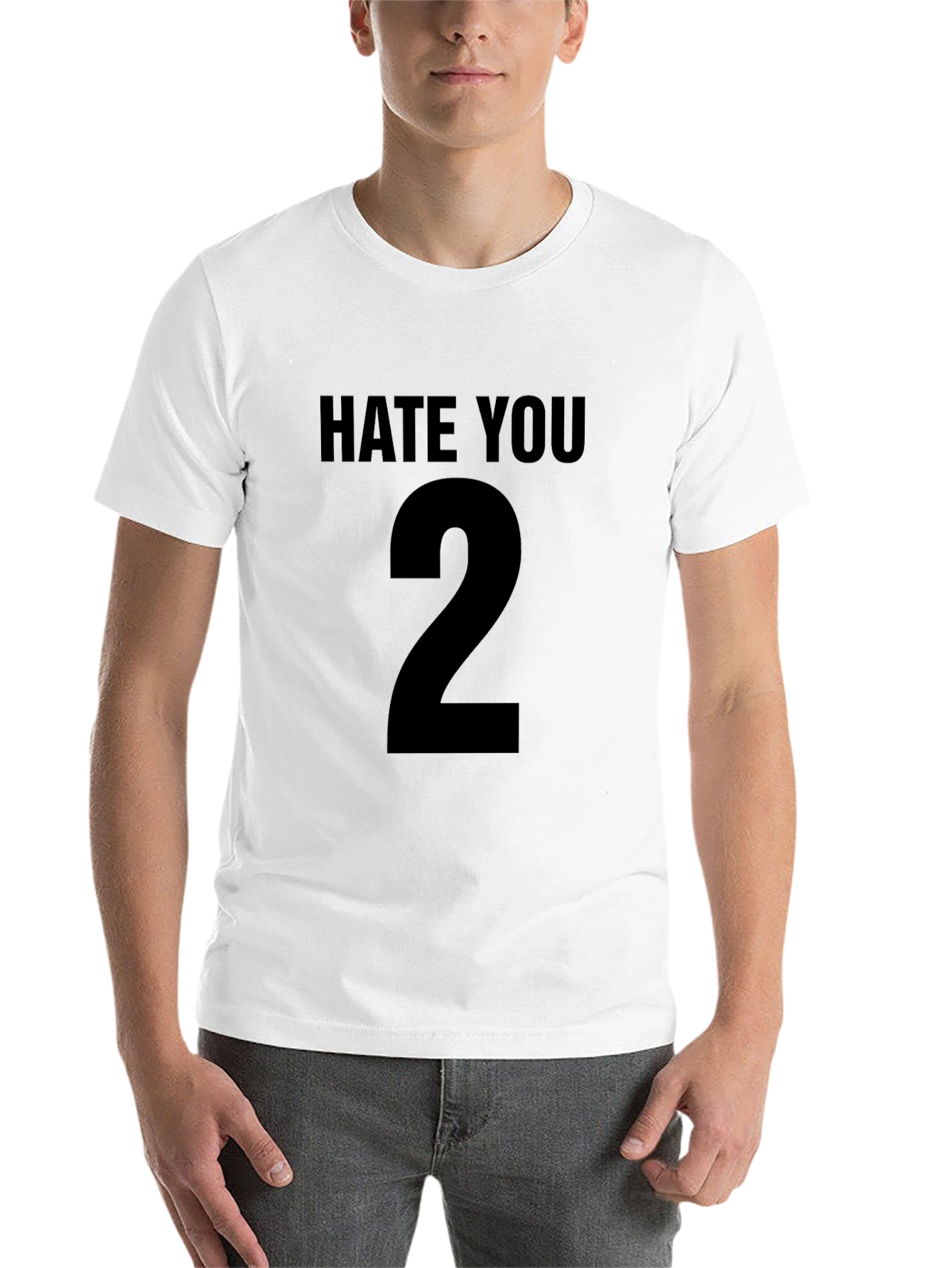 Black Hate You 2 Black T-Shirt Sarcastic Graphic Tee view 14