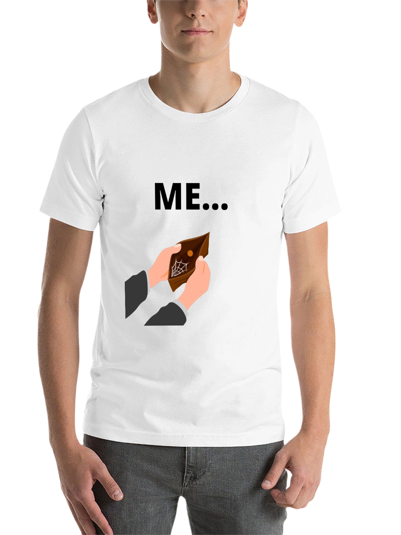 Black Funny 'ME' Empty Wallet Graphic T-Shirt view 14