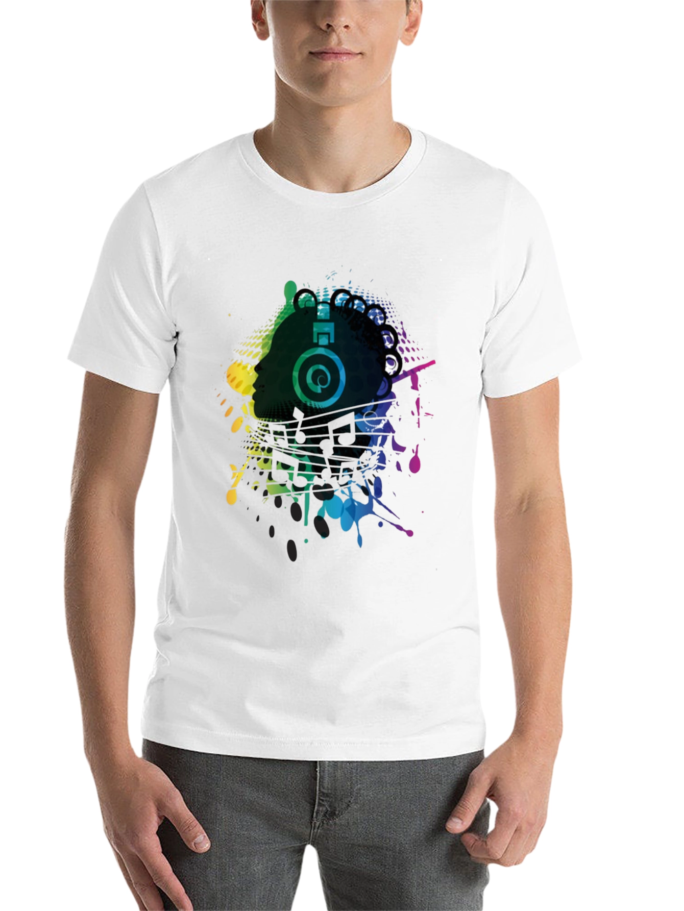 Black Vibrant Music Headphone Graphic Tee - Black view 14