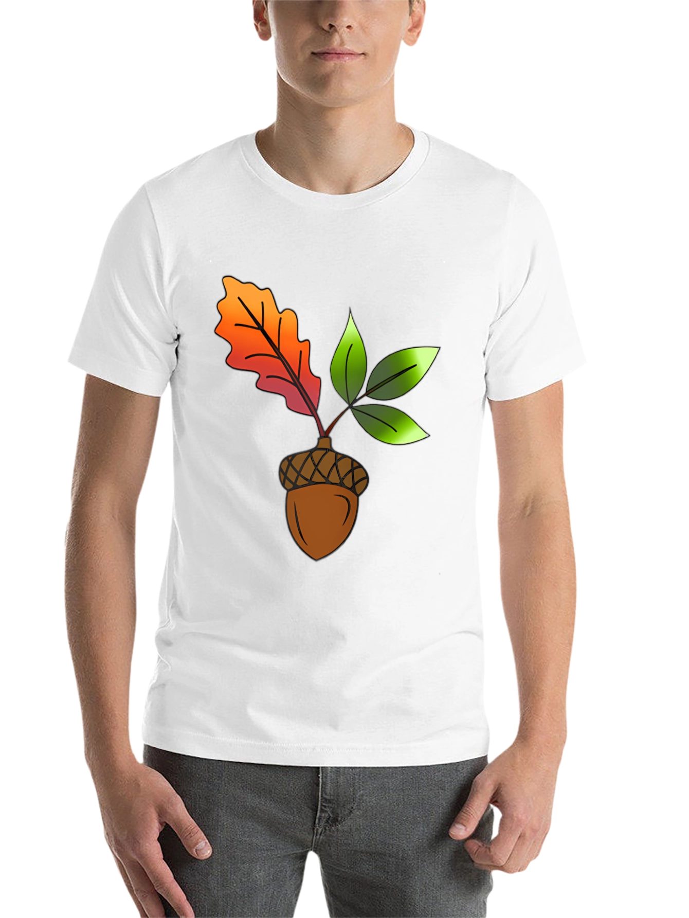Black Acorn & Leaves Graphic T-Shirt view 14