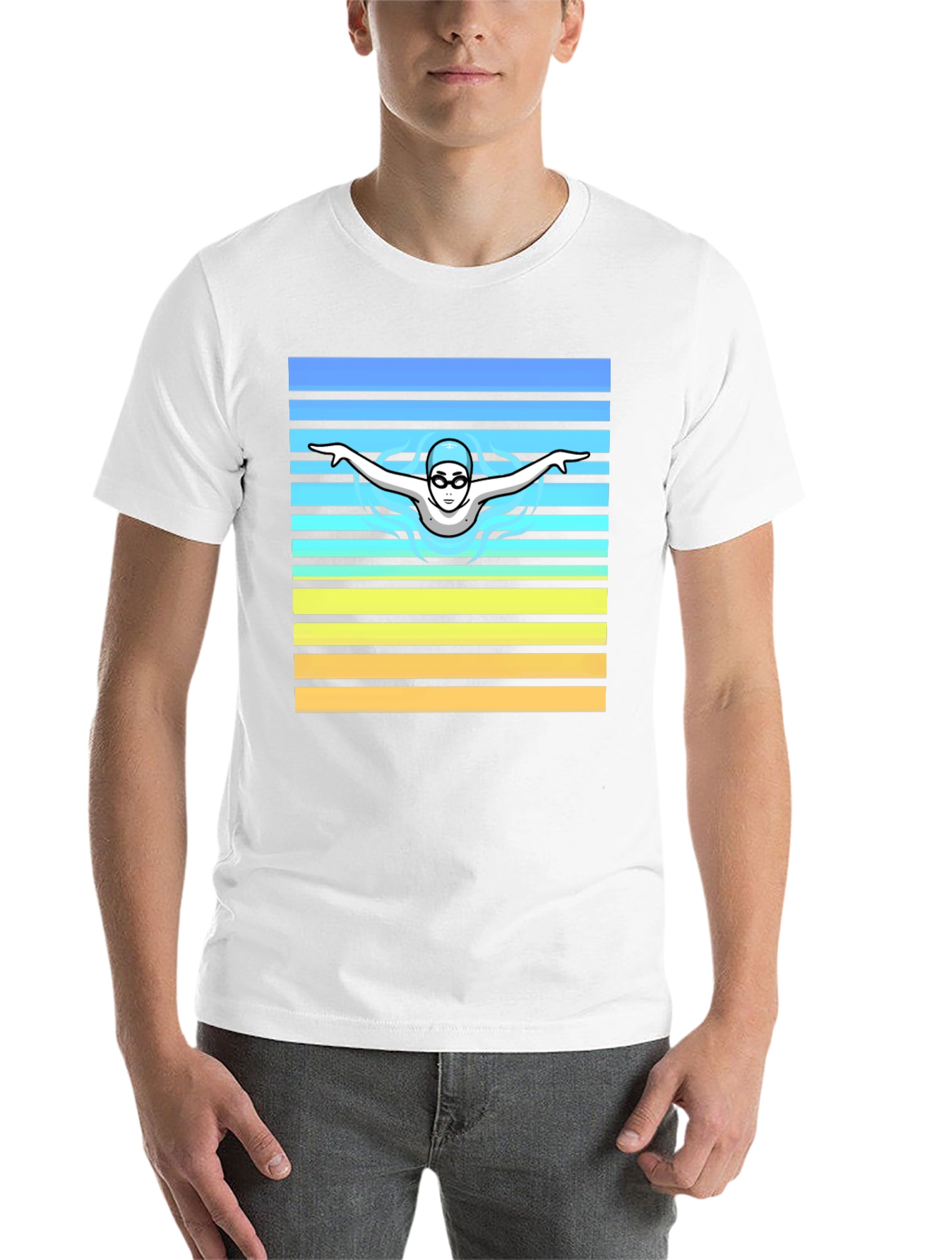 Black Swimmer Graphic Tee - Retro Style view 14