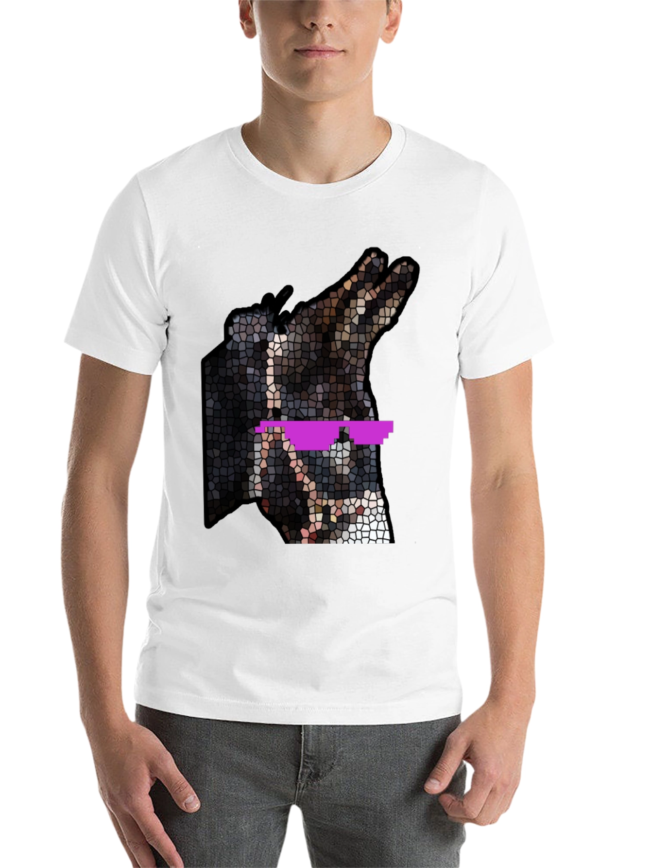 Black Cool Dog Mosaic T-Shirt view 14