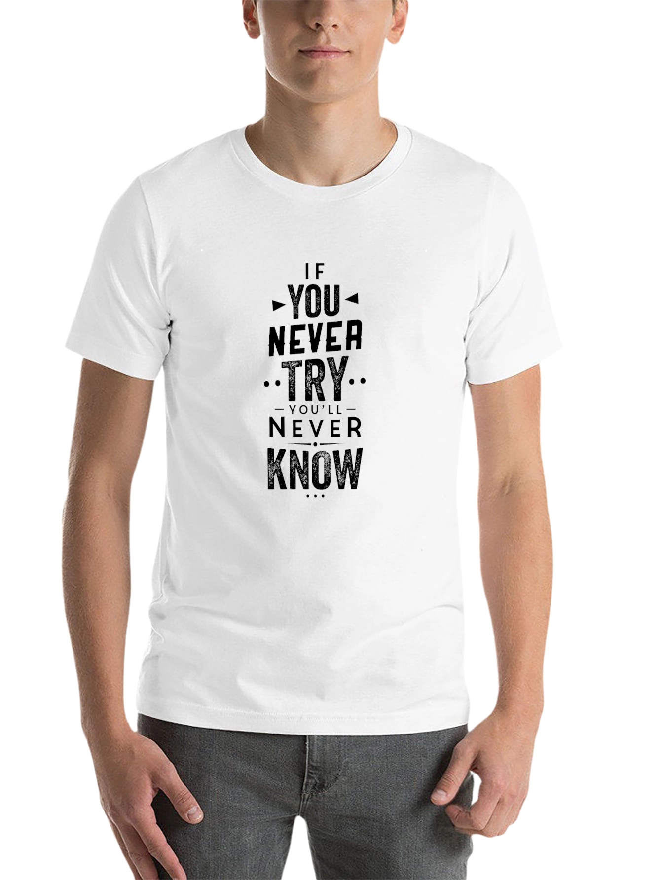 Black Inspirational 'Never Try' Black Graphic Tee view 14