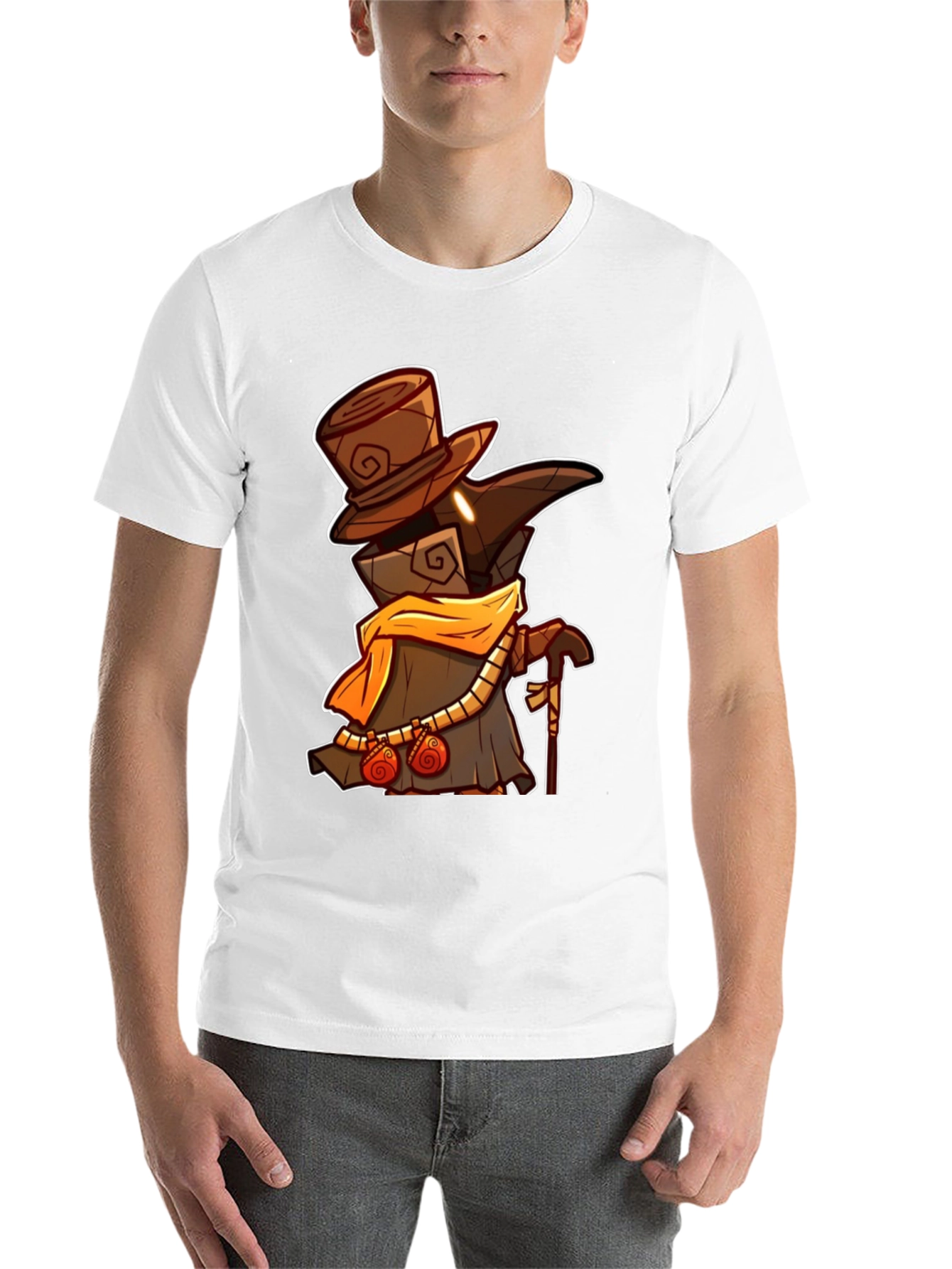 Black Plague Doctor Cartoon Graphic T-Shirt - Black view 14