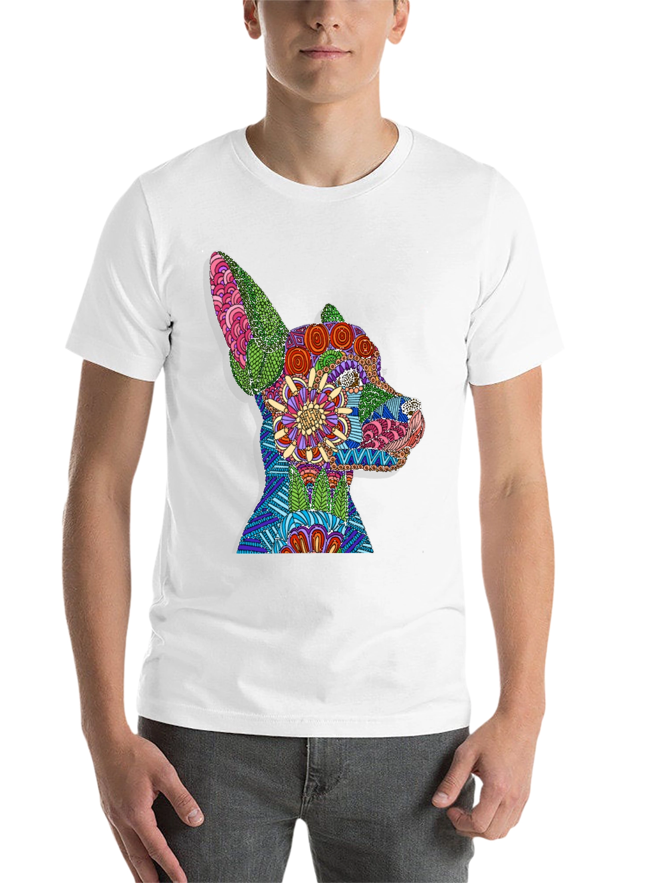 Black Dog Mandala Graphic Print T-Shirt - Black view 14
