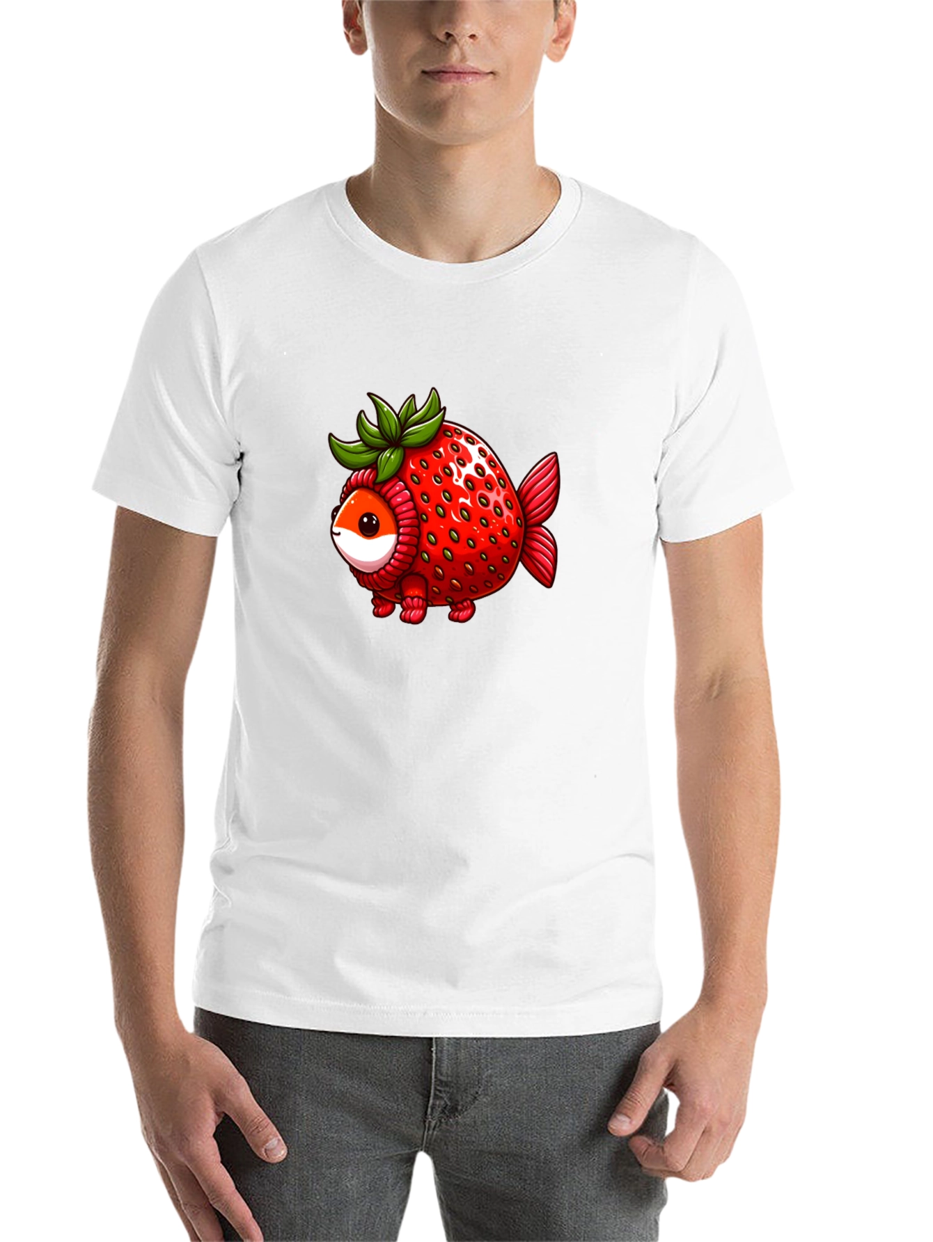 Black Strawberry Fish T-Shirt - Unique Graphic Tee view 14
