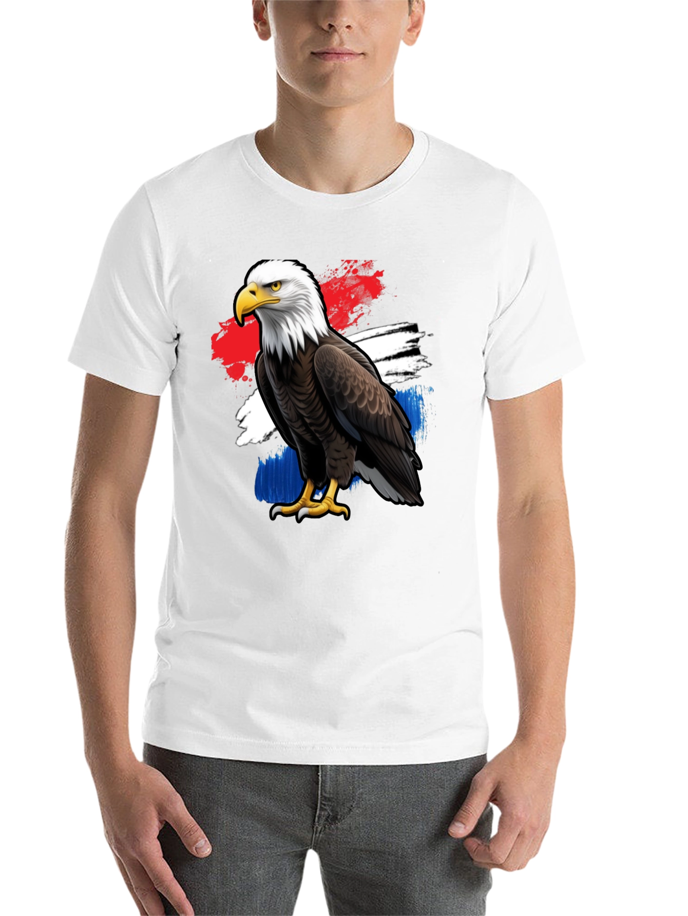 Black Patriotic Eagle Graphic Tee - Black Crew Neck T-Shirt view 14