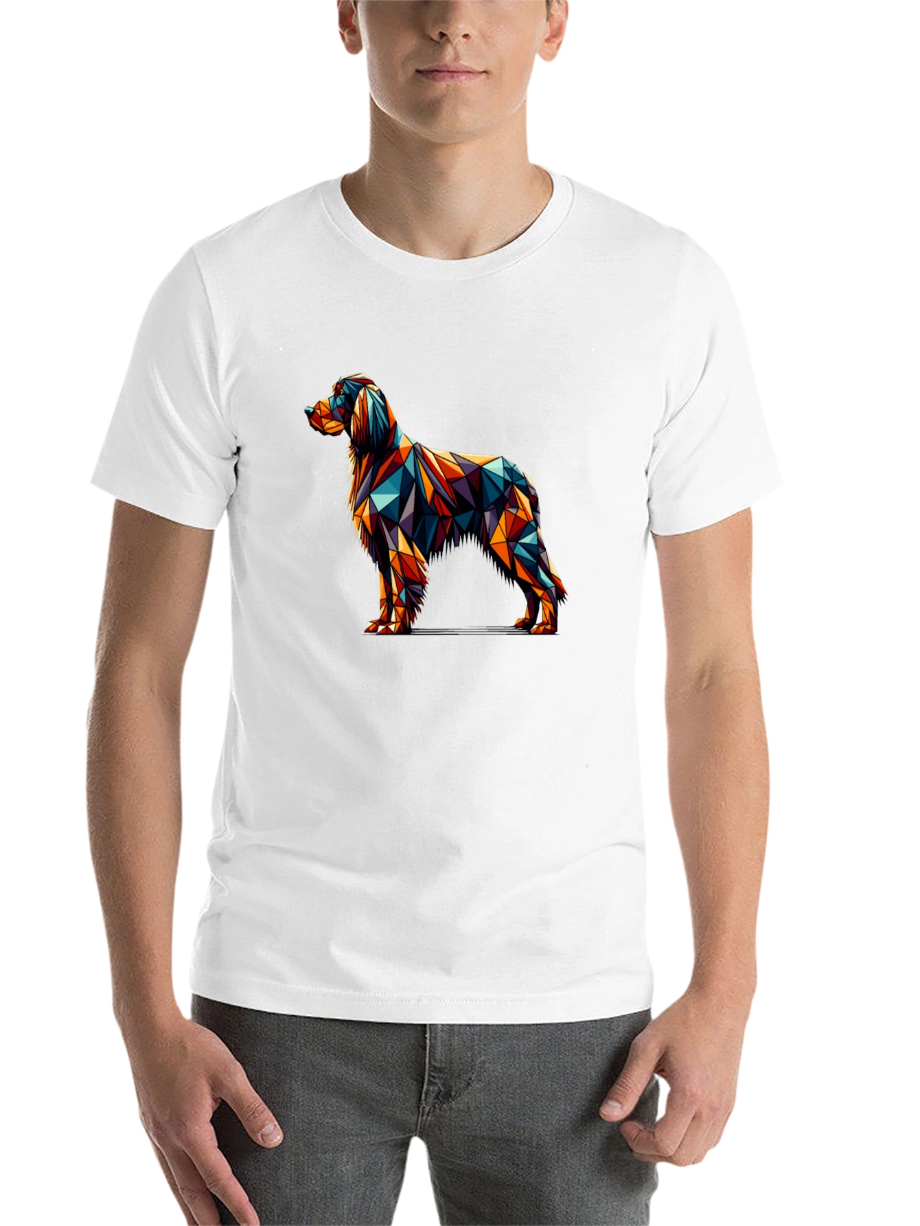 Black Geometric Dog Graphic Tee - Modern Art Shirt view 14